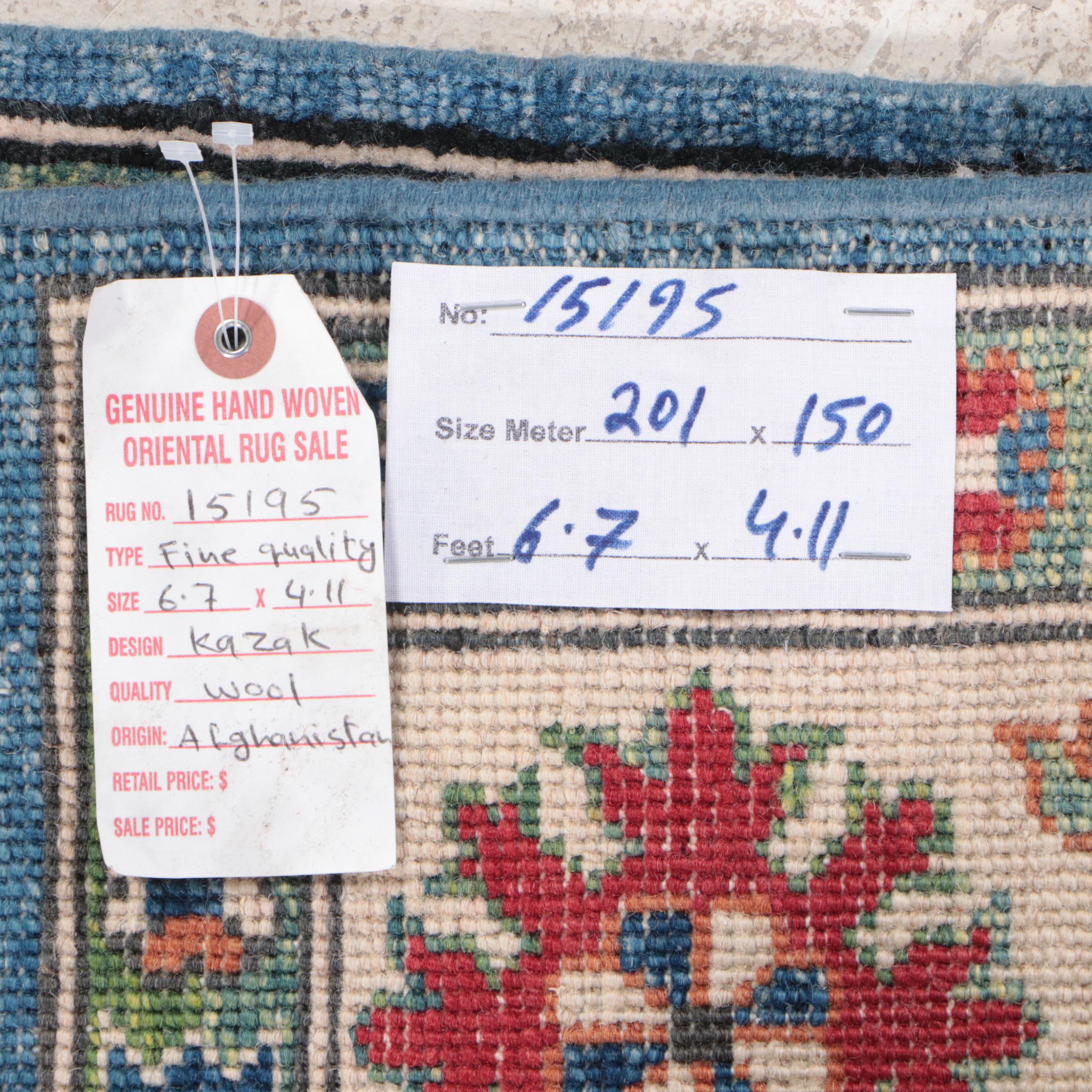 4'11 x 6'8 Hand-Knotted Afghan Kazak Area Rug