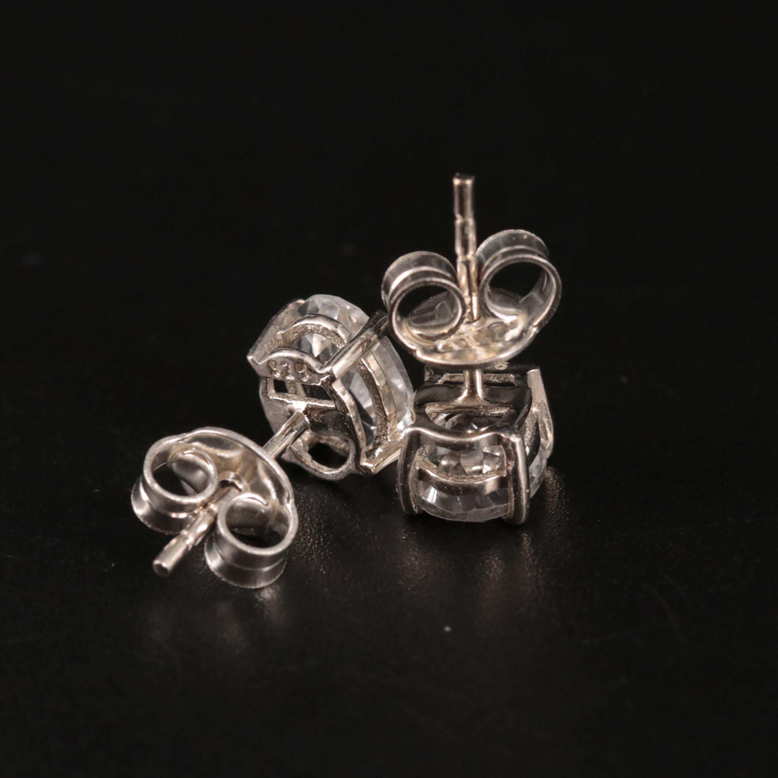 Sterling Oval Gemstone Stud Earrings