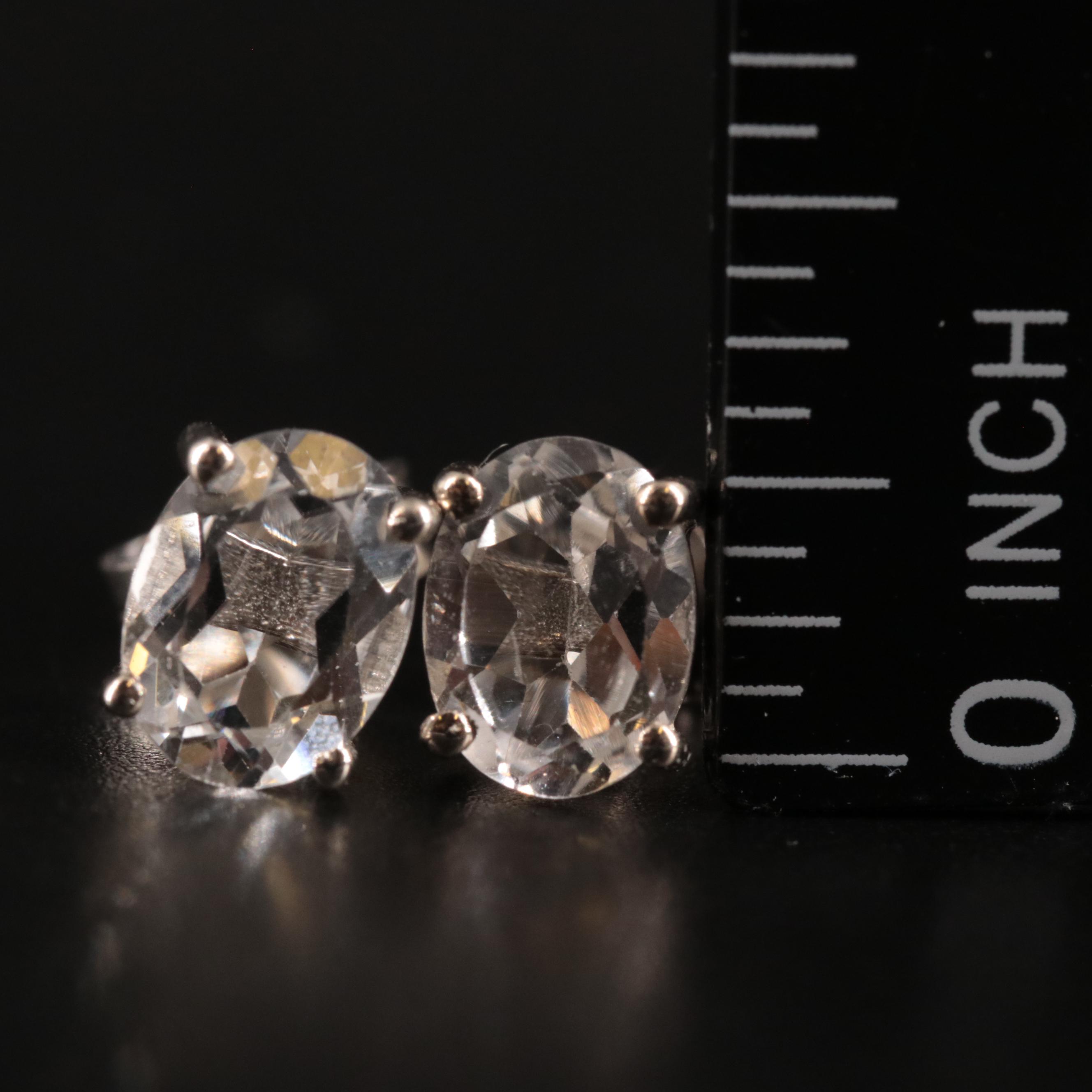 Sterling Oval Gemstone Stud Earrings