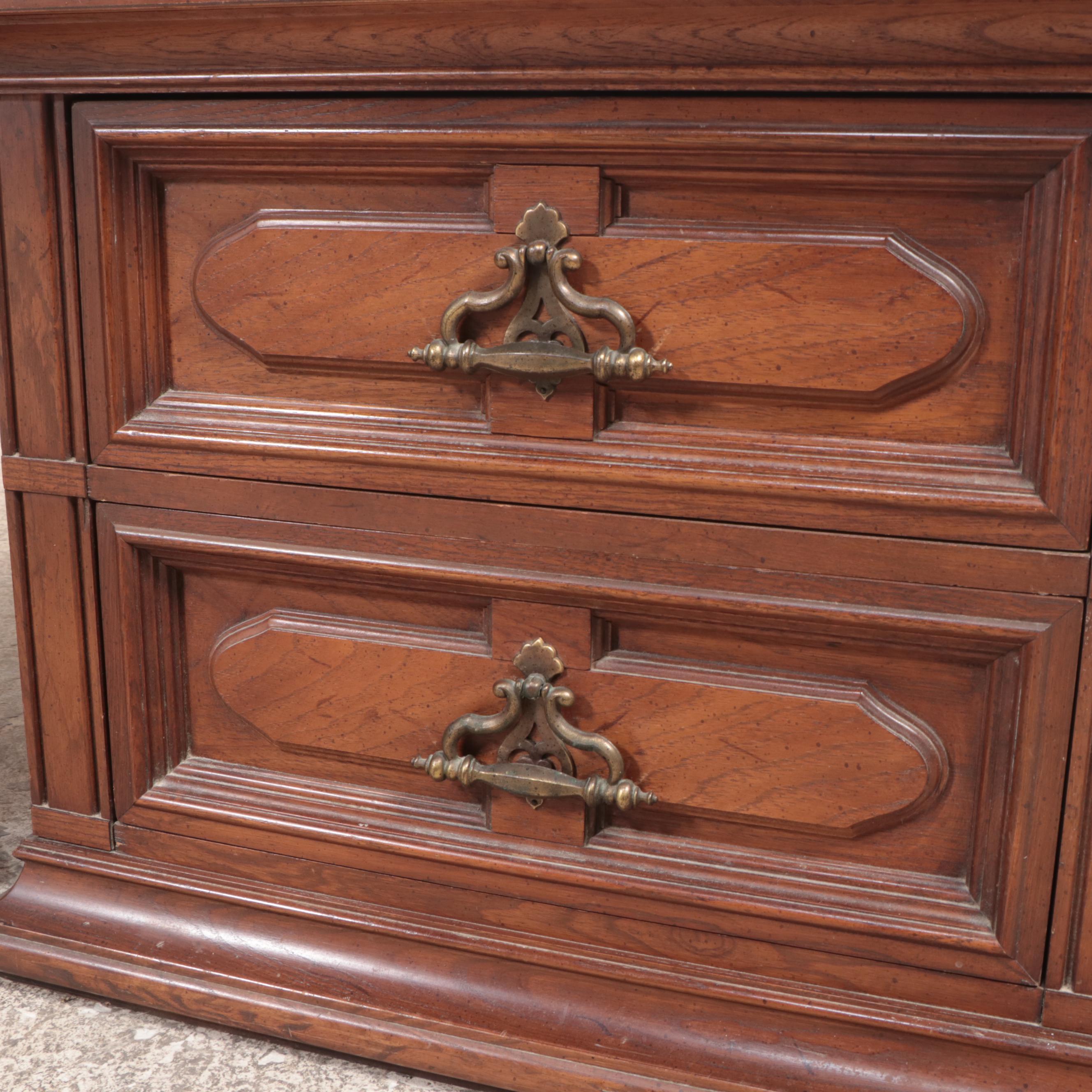 Lou Regester "Ligero" Mediterranean Style Oak Clothes Press and Nightstand