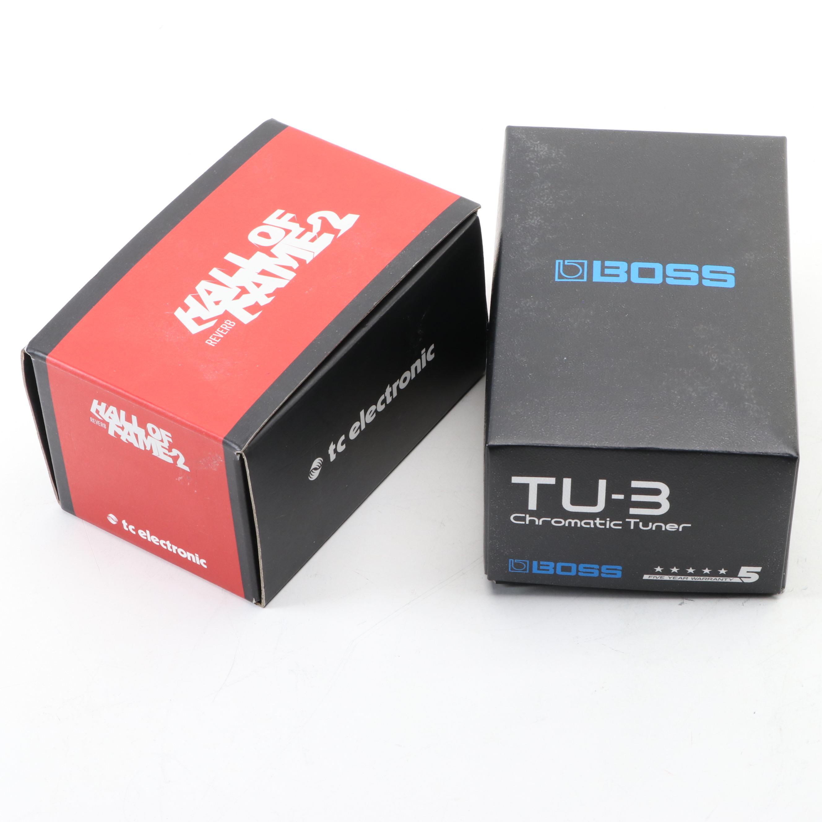 TC Electronic Sentry and Hall of Fame 2 and Boss TU-3 Chromatic Tuner