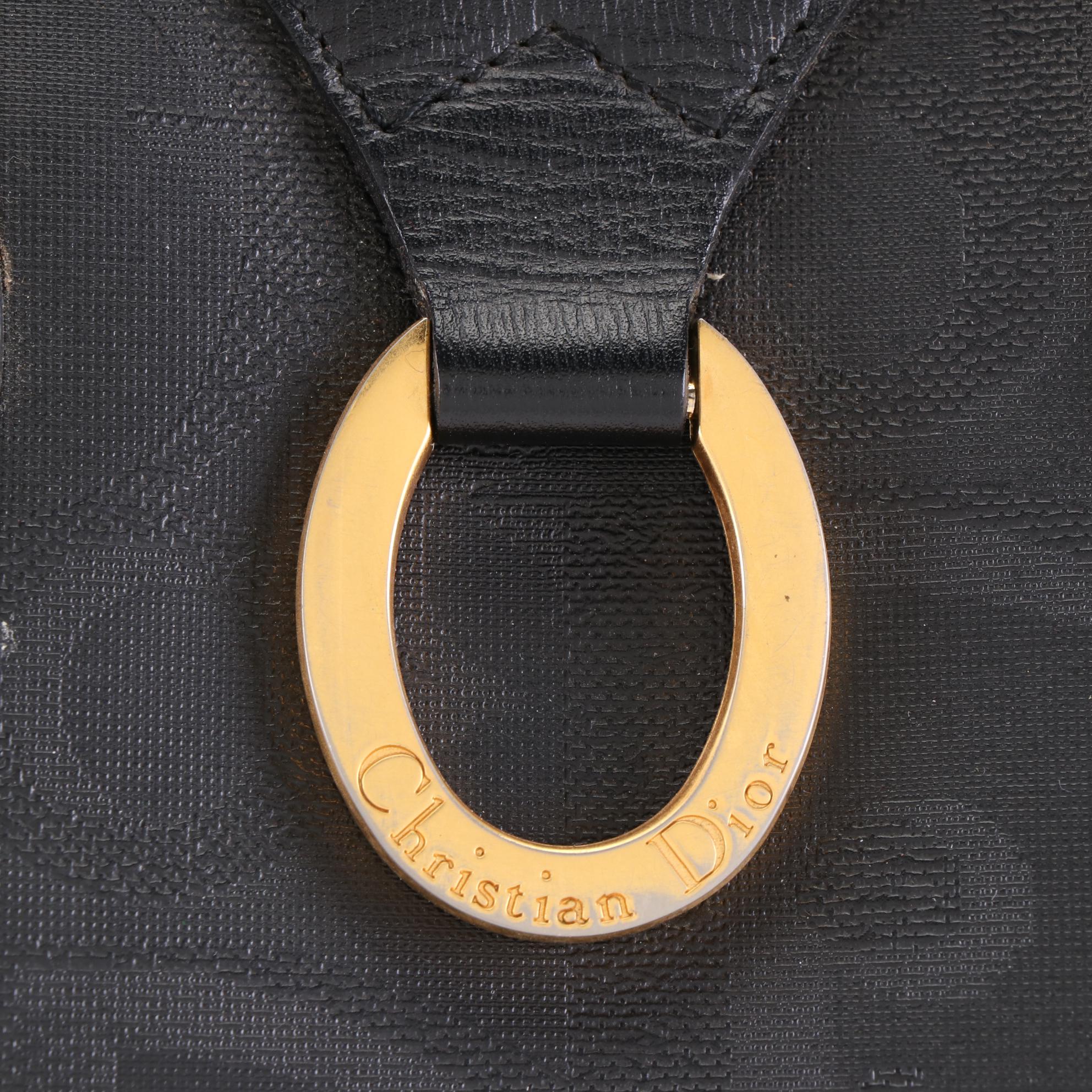 Christian Dior Boston Bag in Black Oblique Canvas and Leather