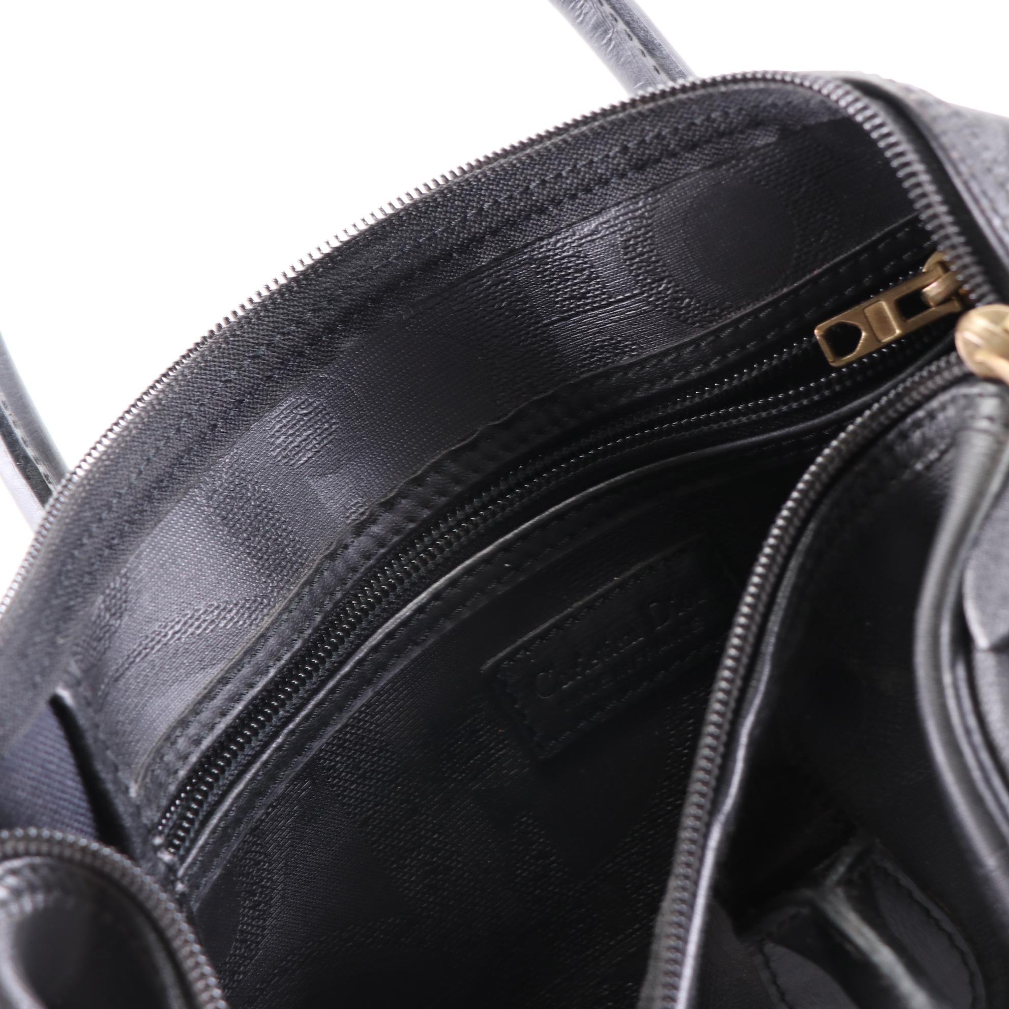 Christian Dior Boston Bag in Black Oblique Canvas and Leather