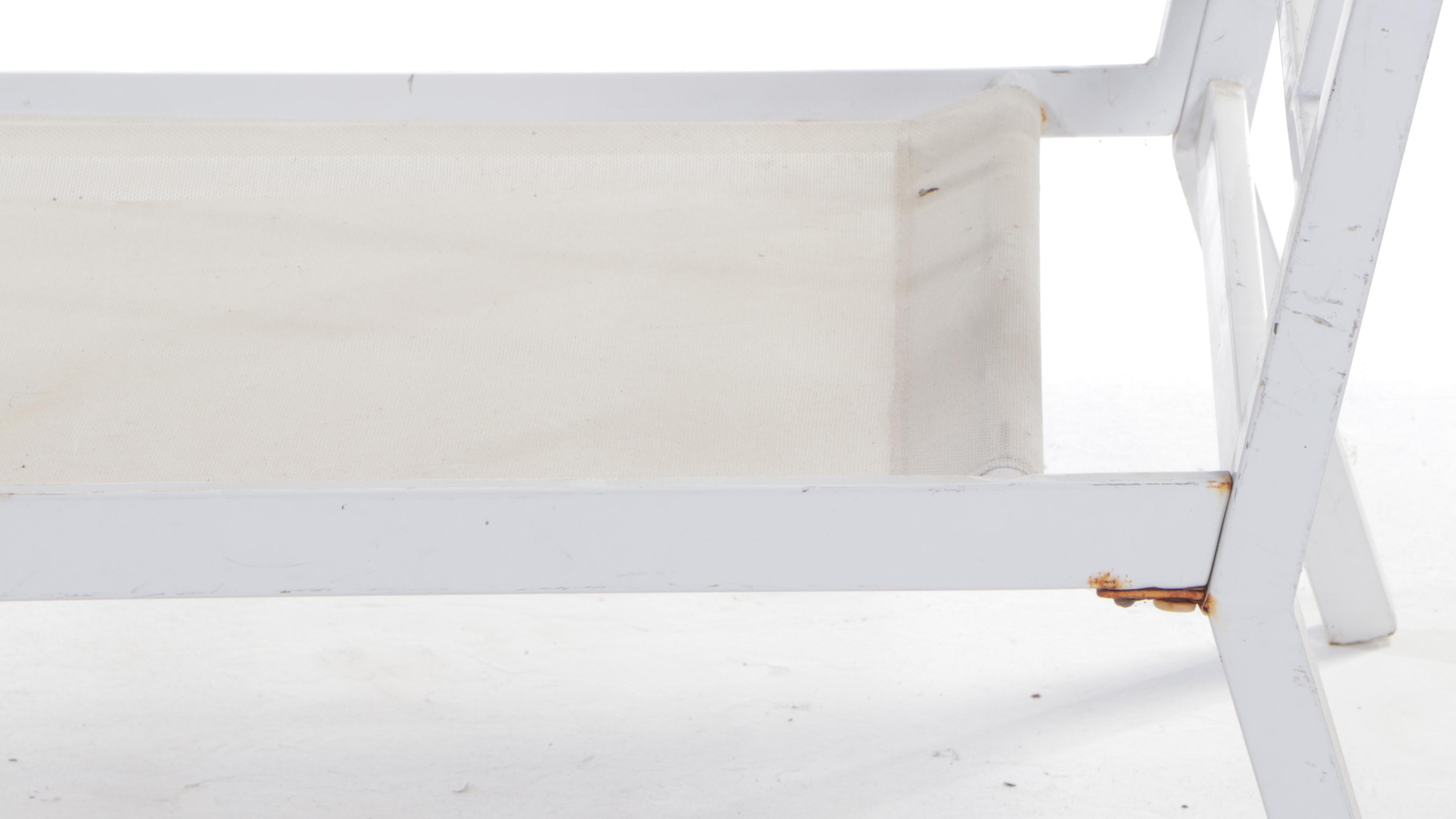 White Powder-Coated Metal Patio Sofa and Two Lounge Chairs, Late 20th Century