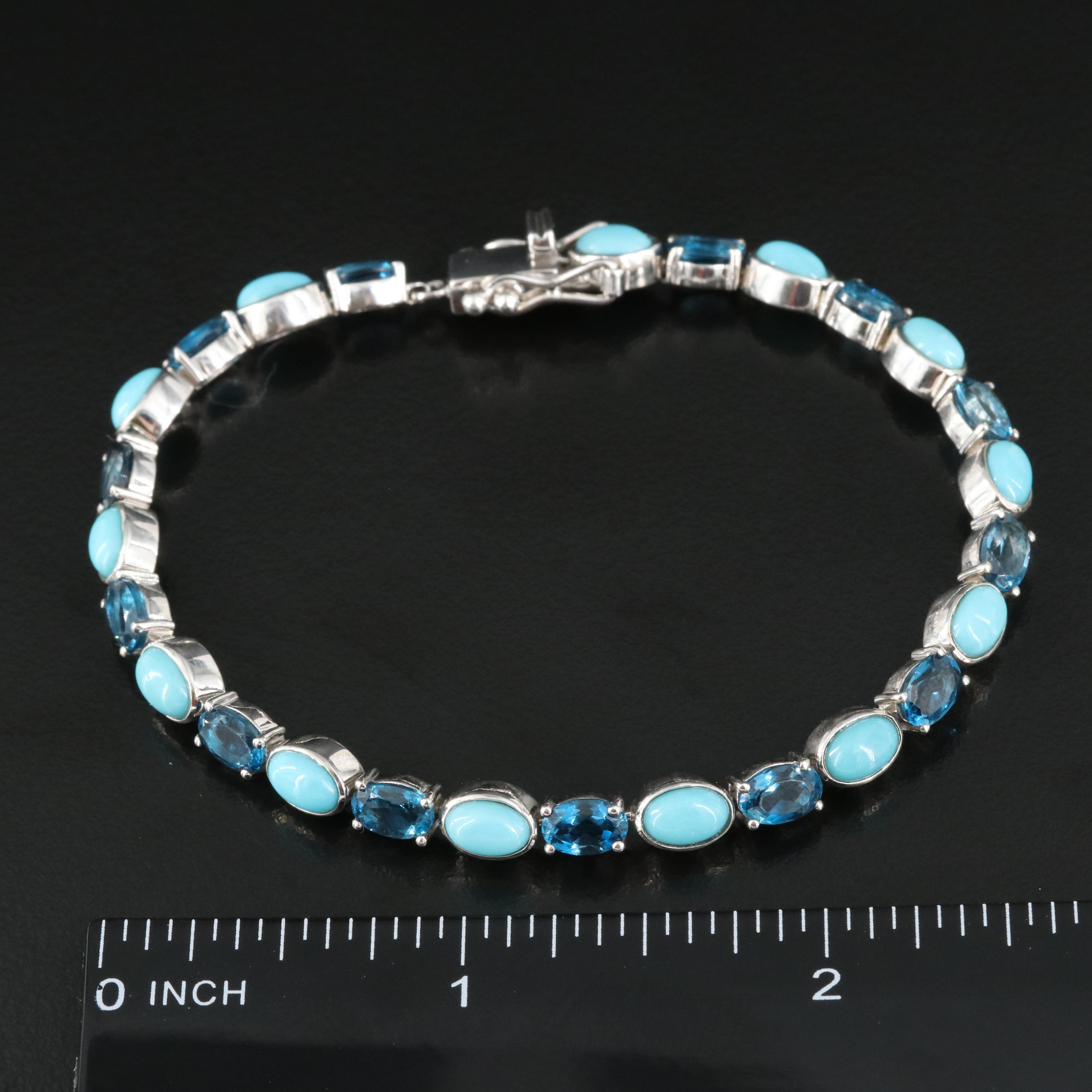 Sterling Turquoise and London Blue Topaz Bracelet