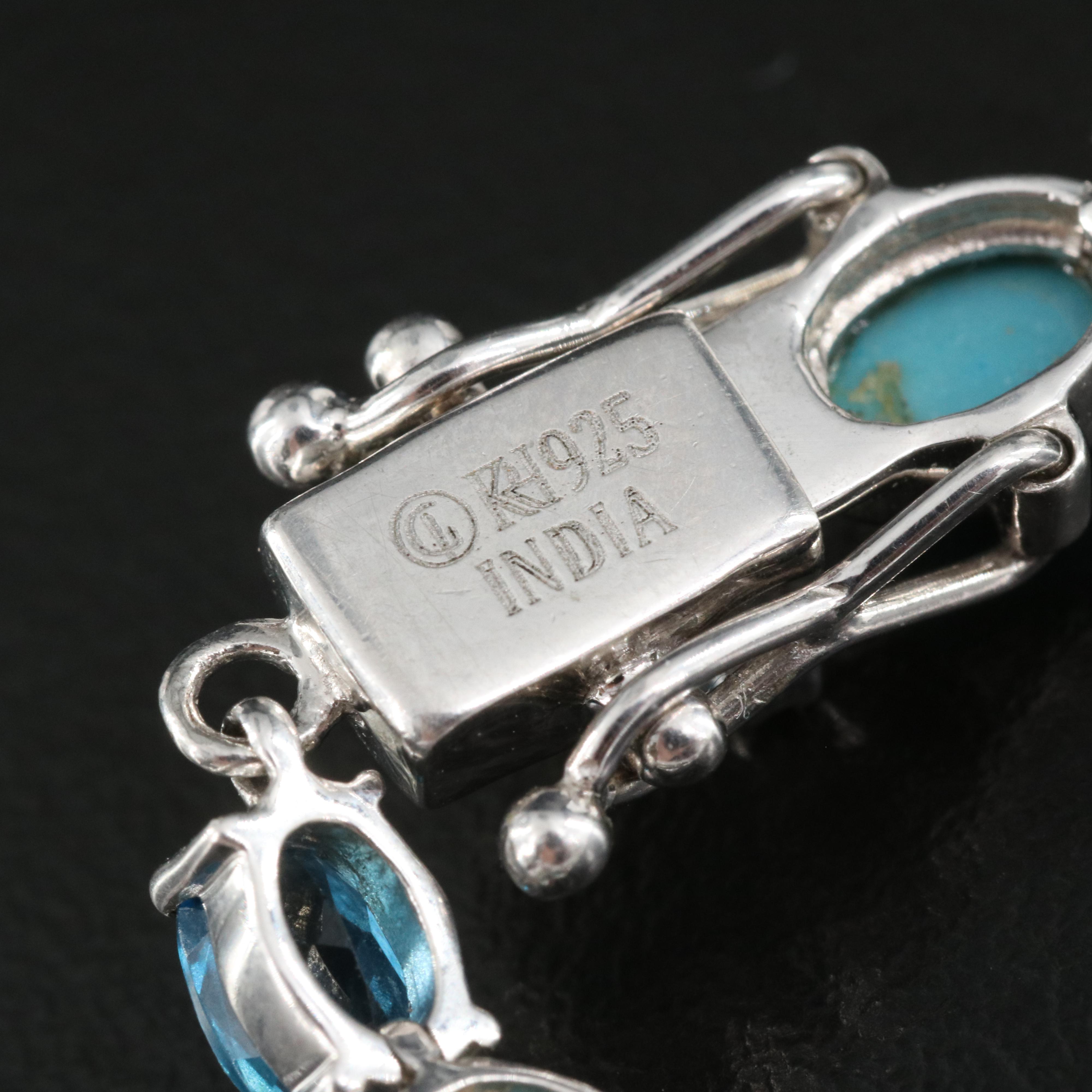 Sterling Turquoise and London Blue Topaz Bracelet