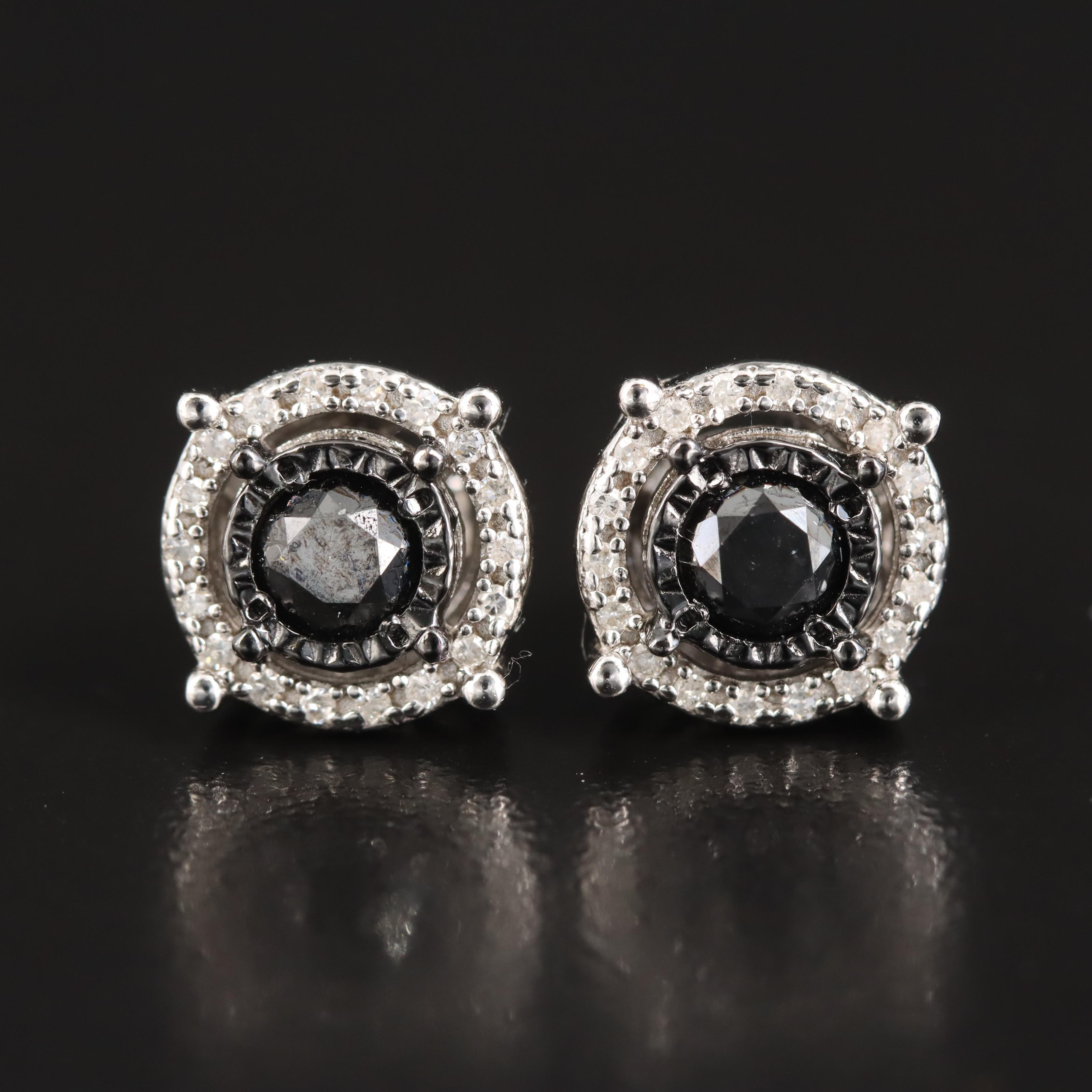 Sterling Diamond Stud Earrings
