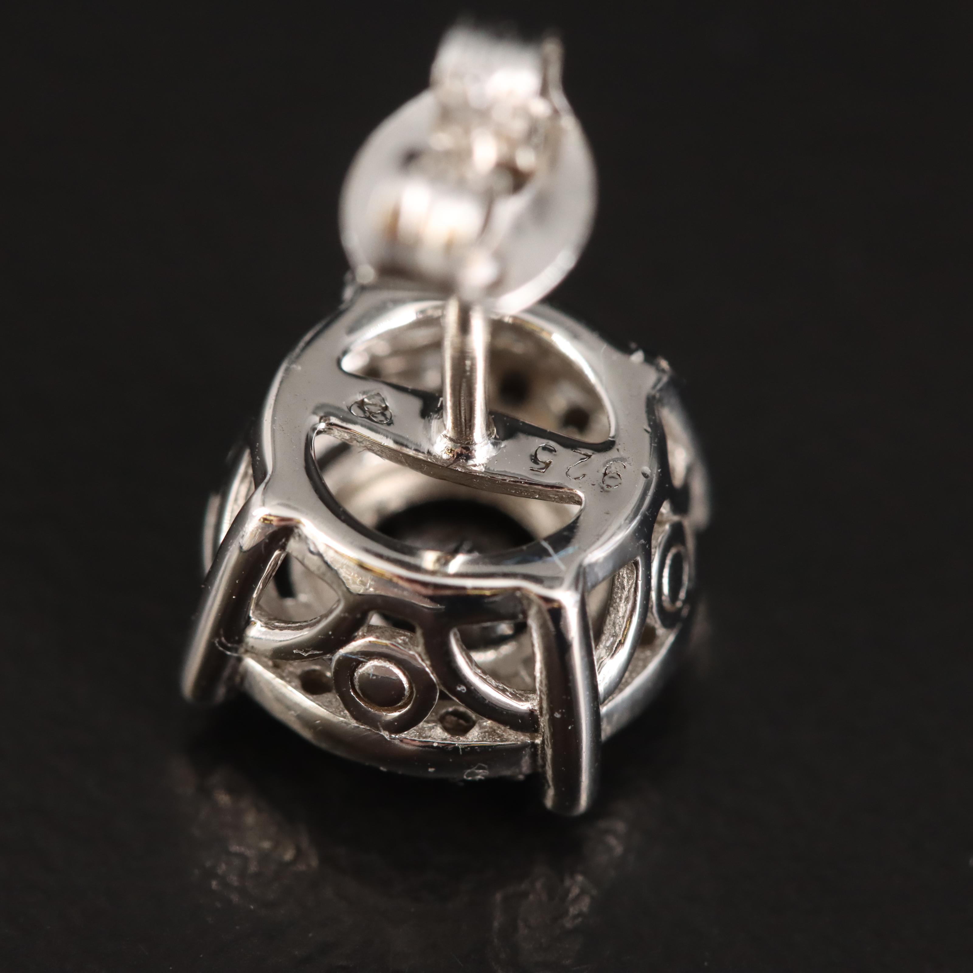 Sterling Diamond Stud Earrings