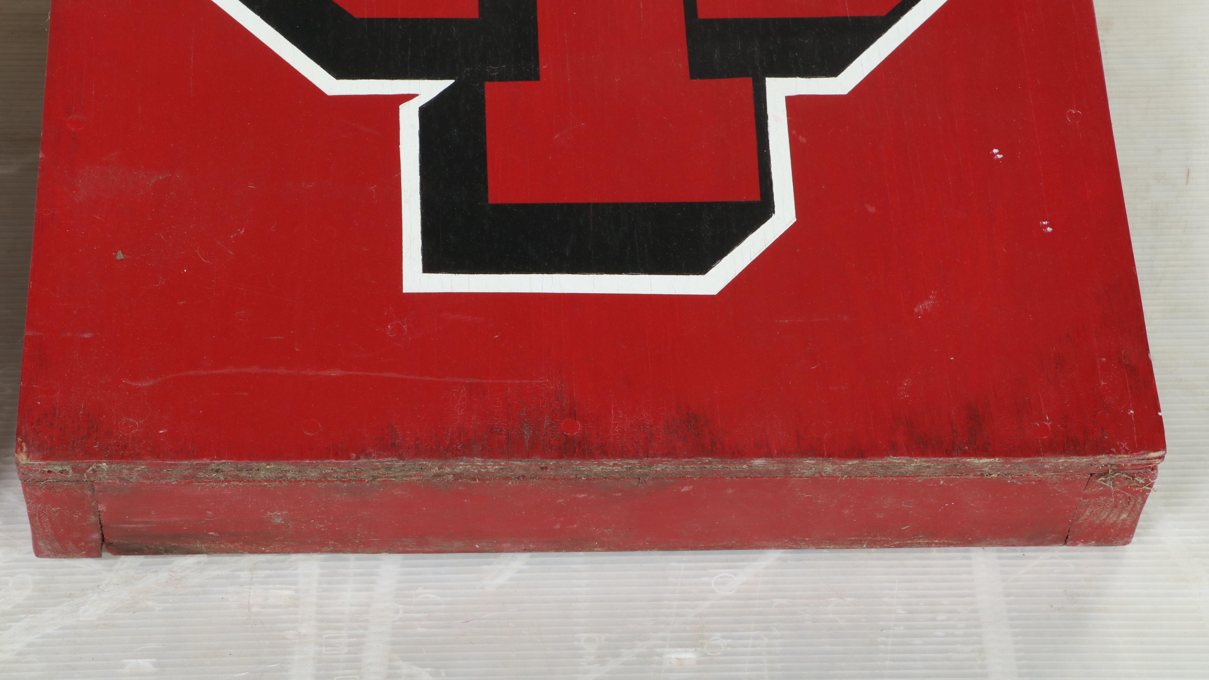 Pair of Red and White-Painted Indiana University Cornhole Boards