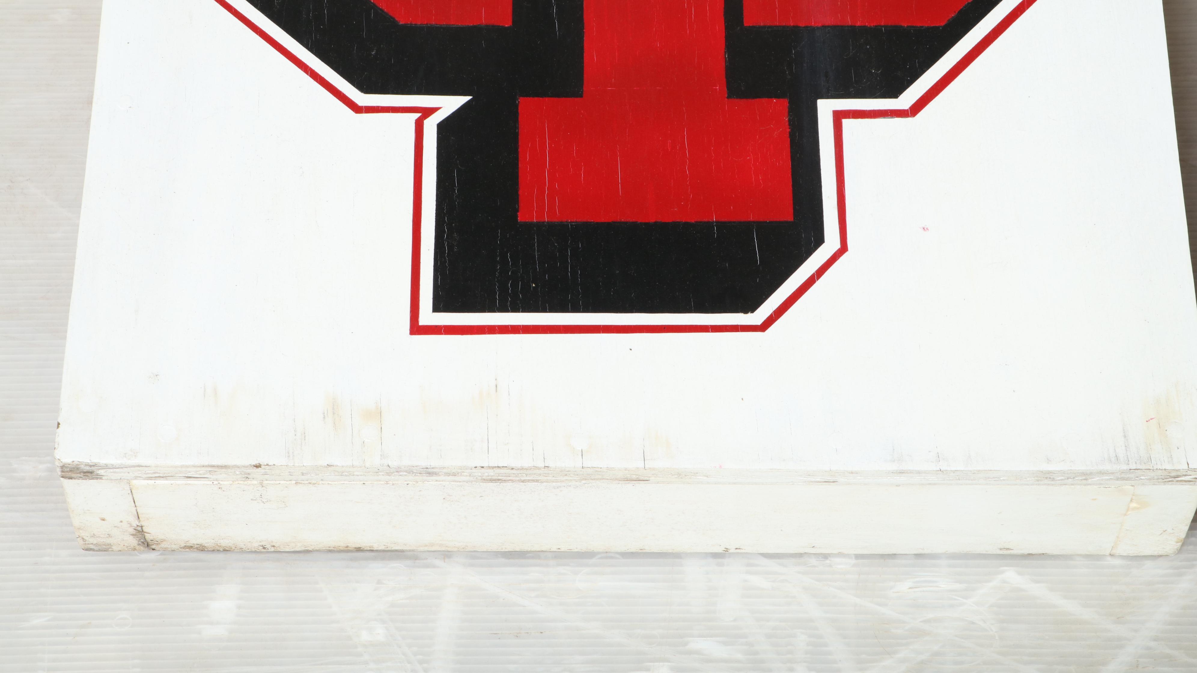 Pair of Red and White-Painted Indiana University Cornhole Boards