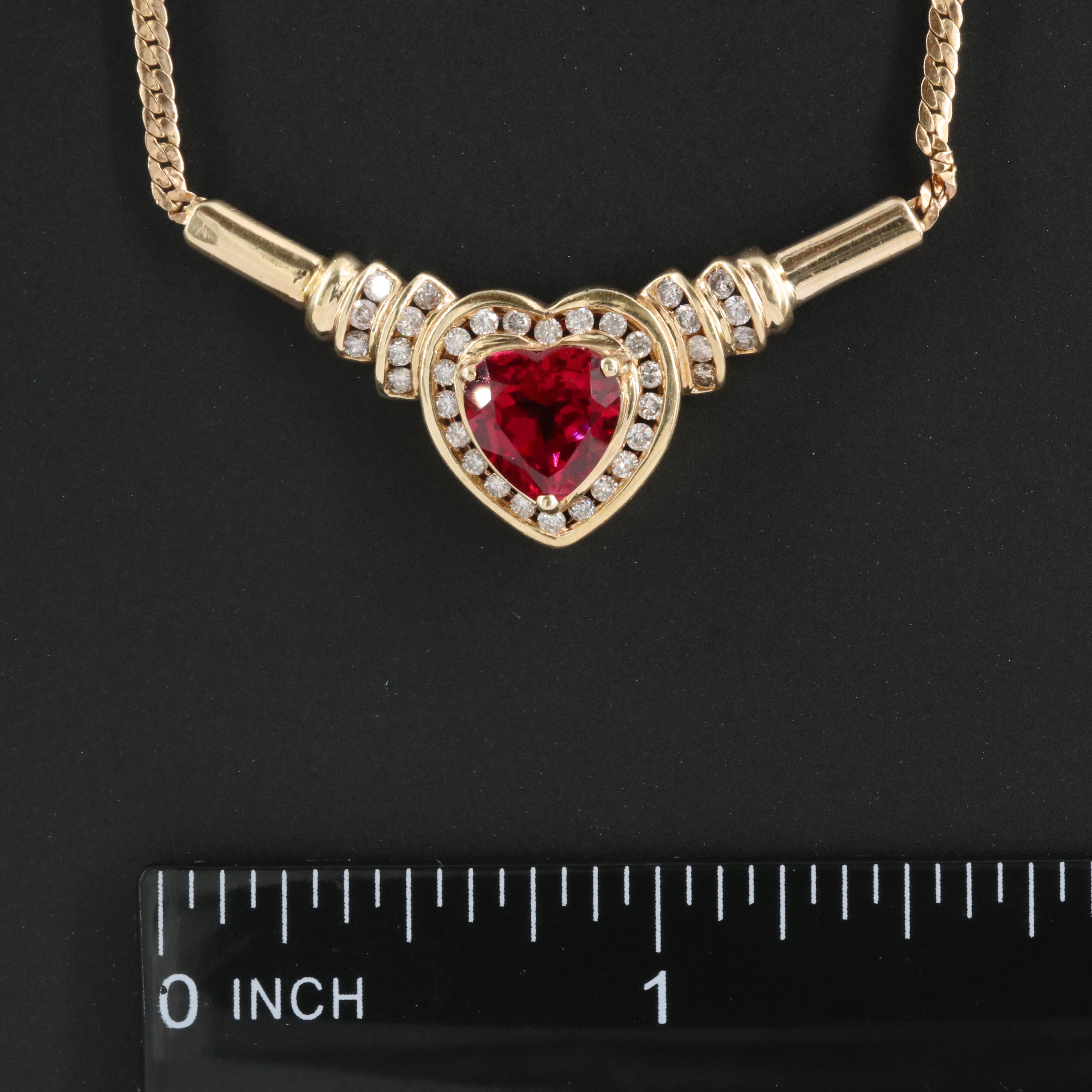 14K Ruby and Diamond Heart Necklace