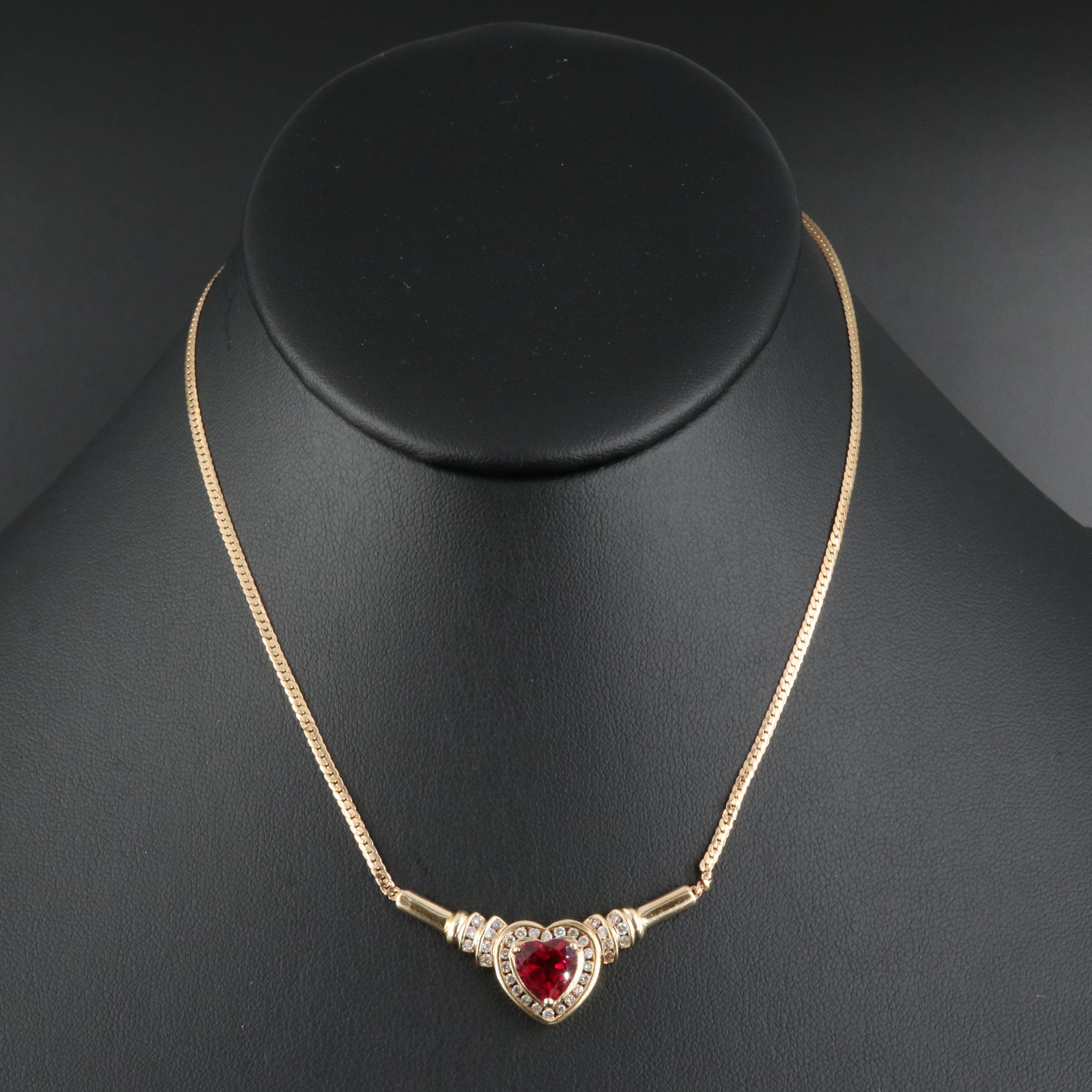 14K Ruby and Diamond Heart Necklace