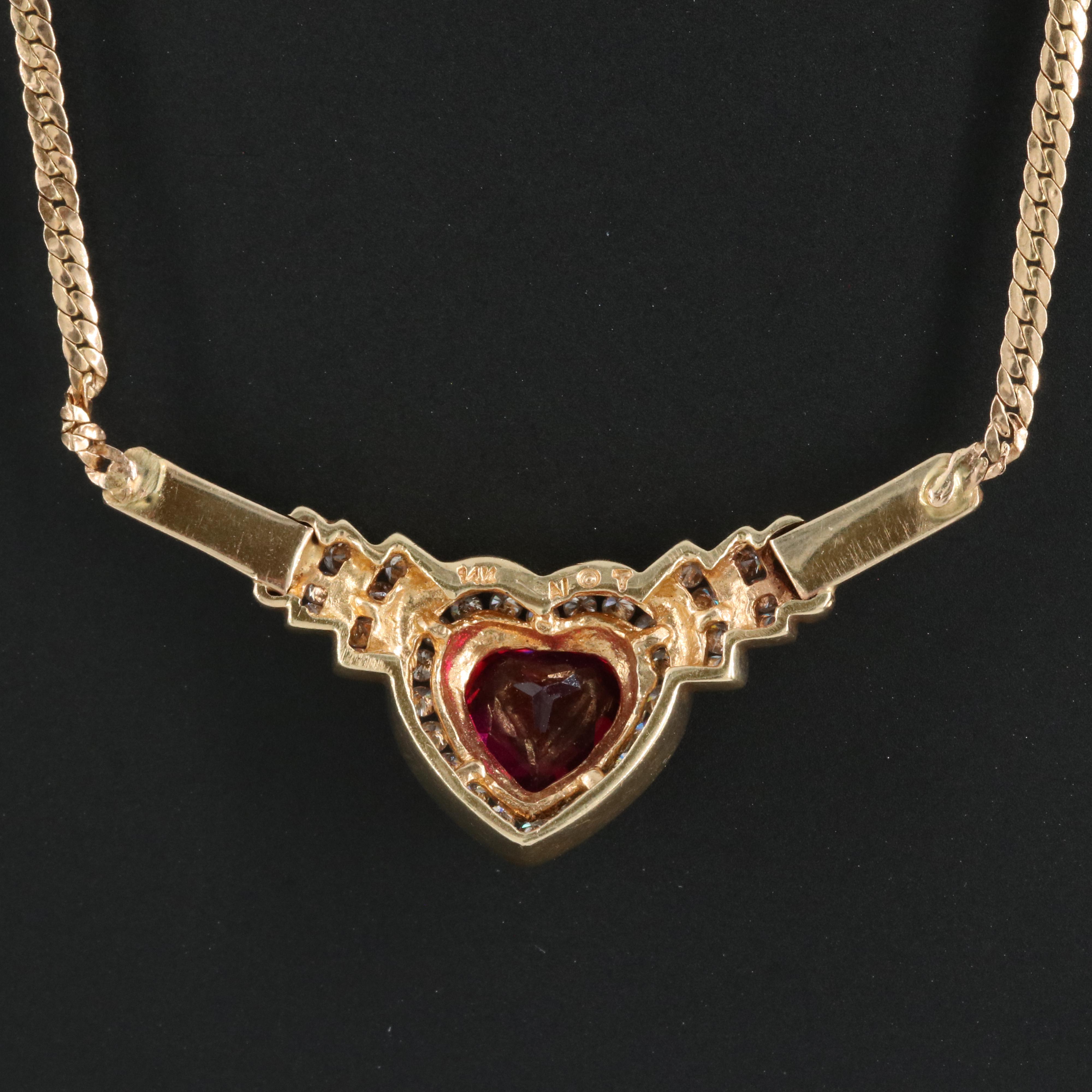 14K Ruby and Diamond Heart Necklace