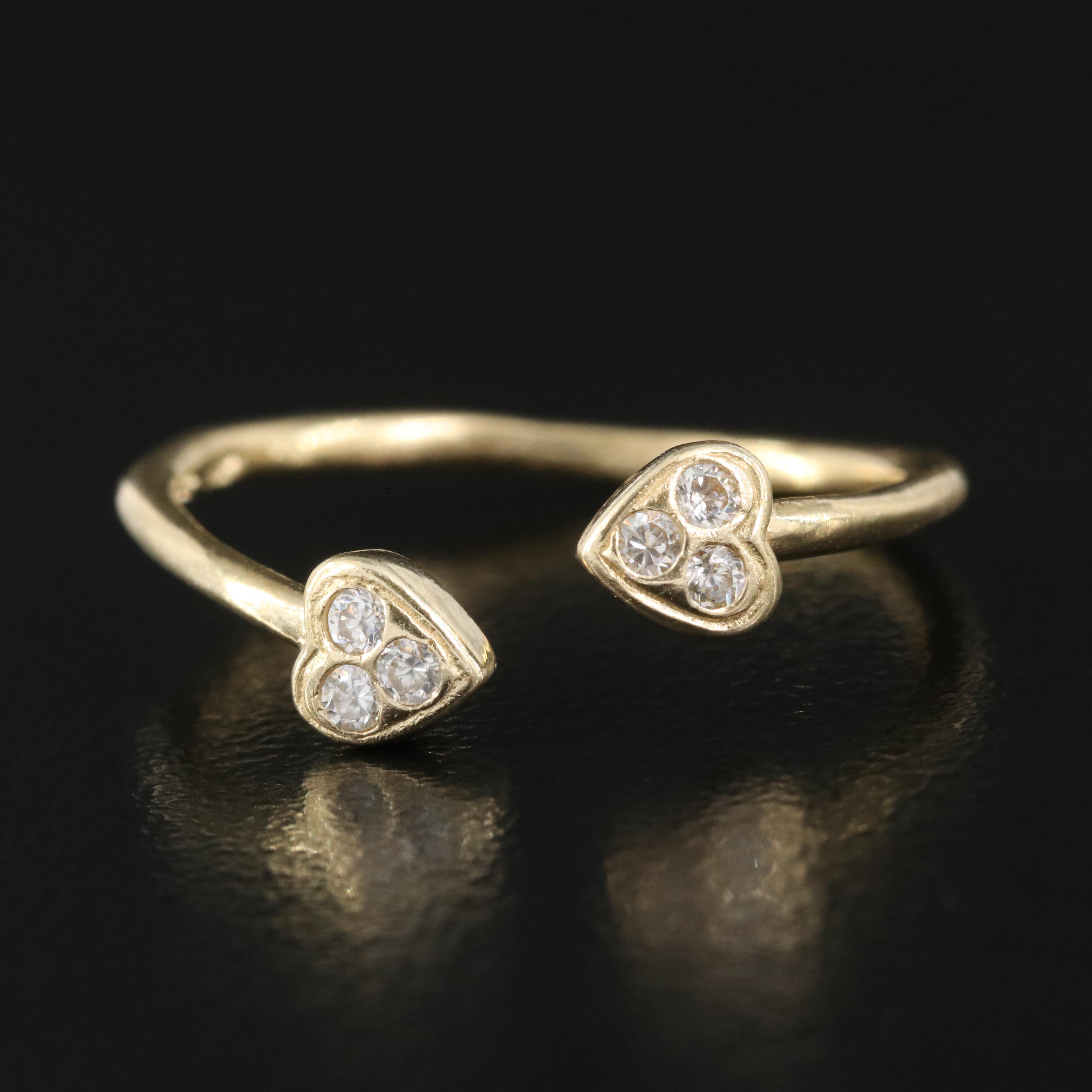 14K Cubic Zirconia Heart Open Shank Ring