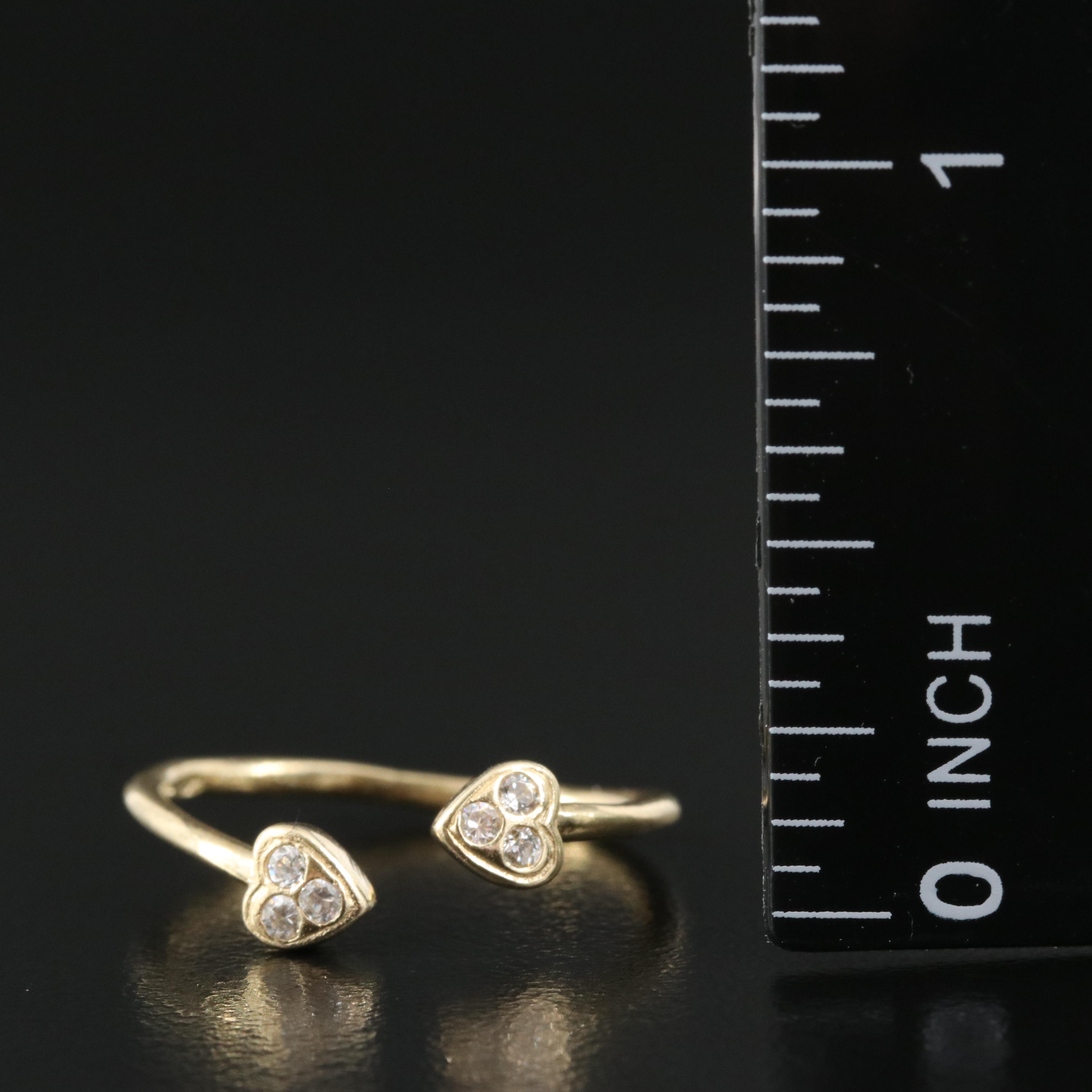 14K Cubic Zirconia Heart Open Shank Ring