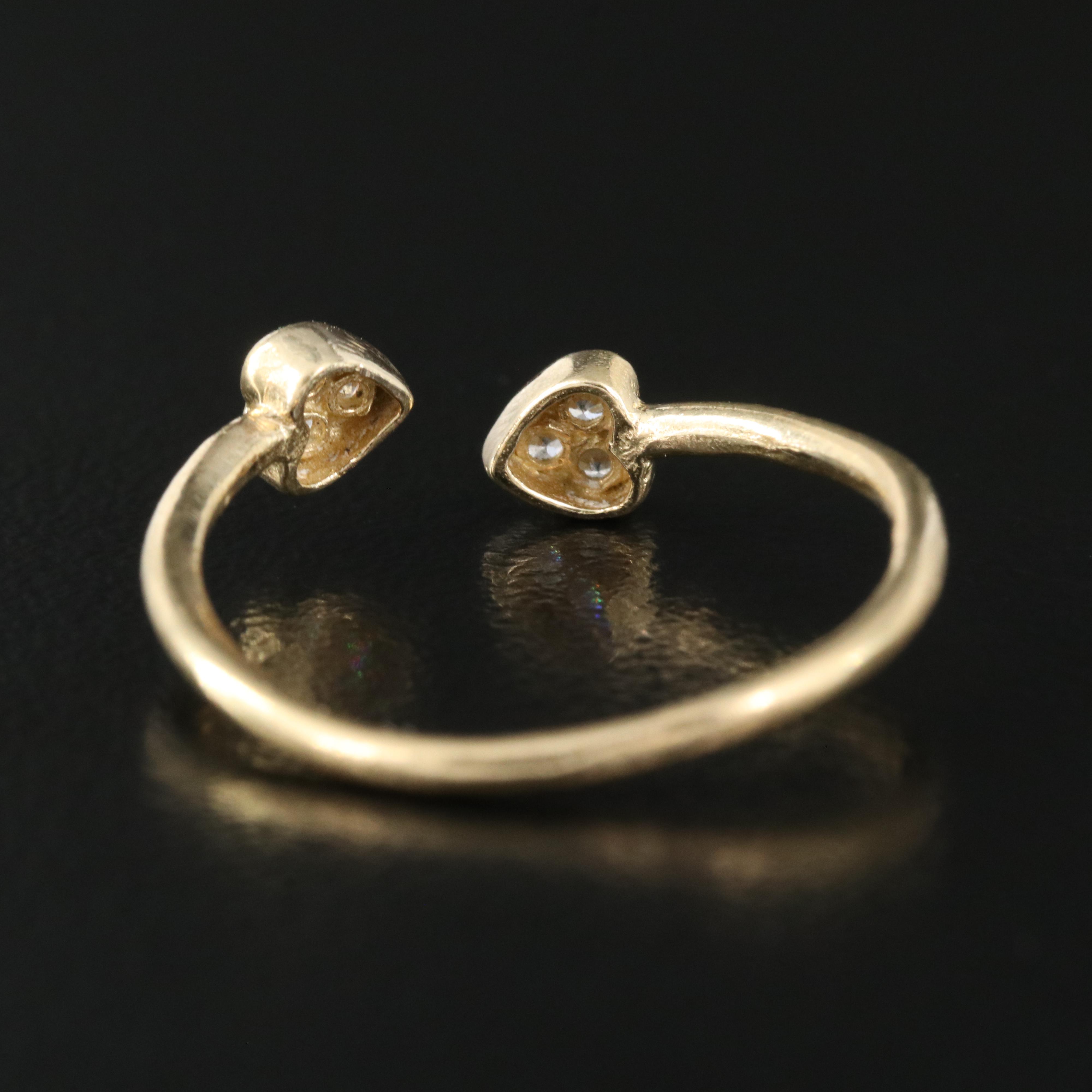 14K Cubic Zirconia Heart Open Shank Ring