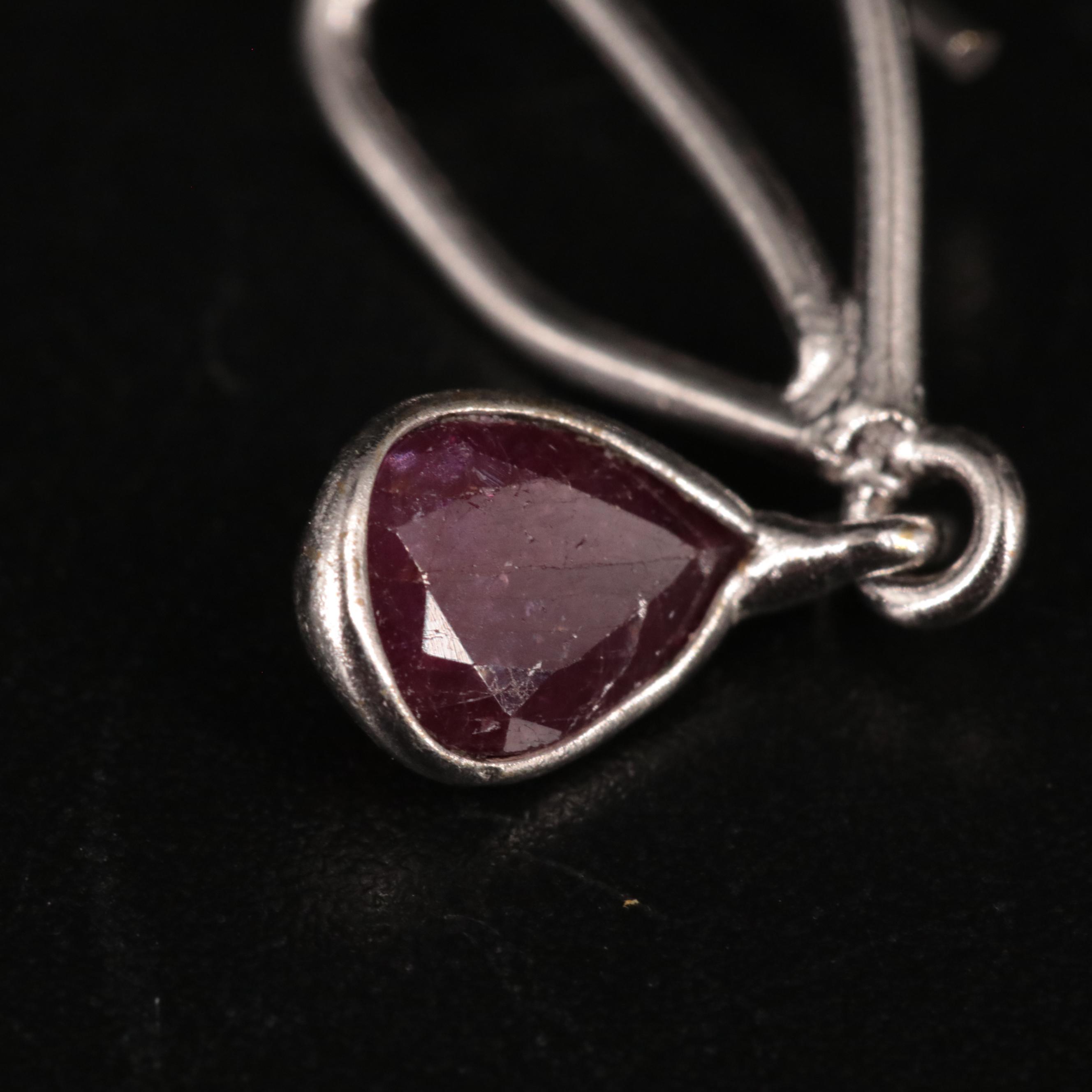 Brass Ruby Dangle Earrings