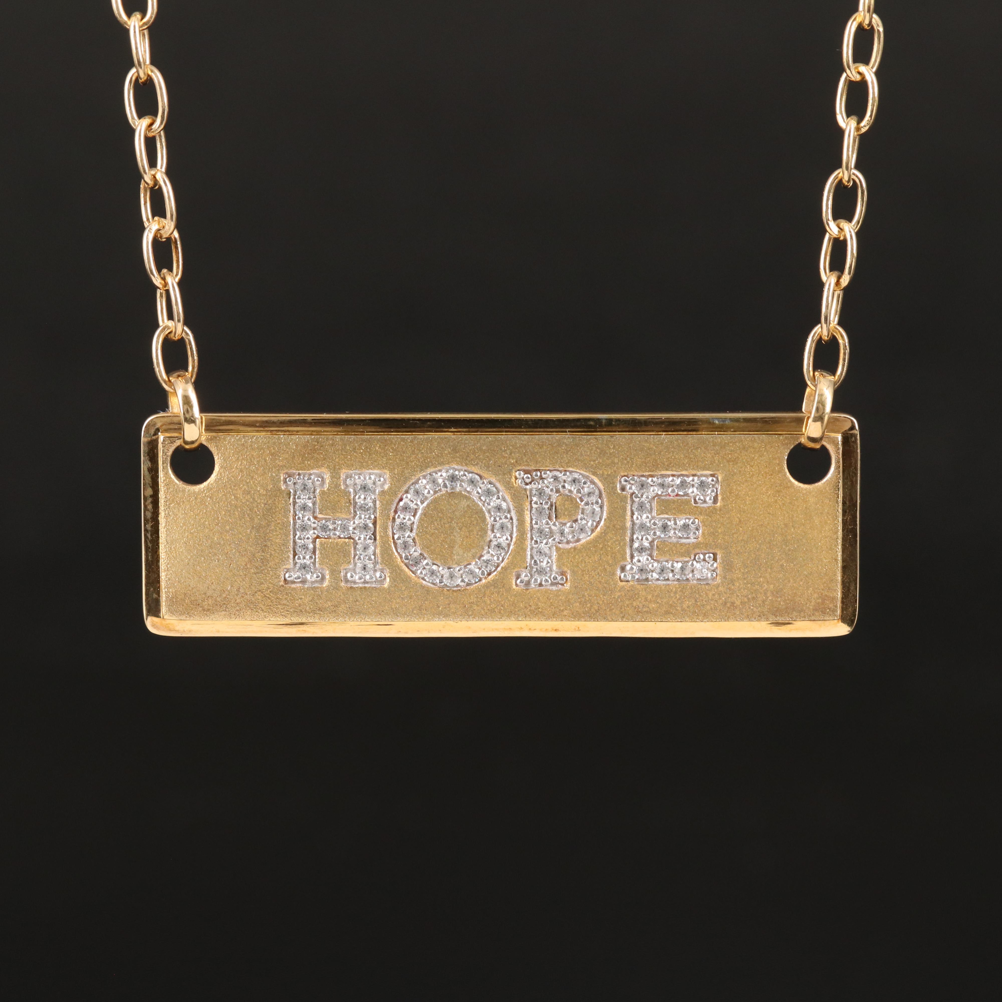 "HOPE" Zircon Necklace in Sterling