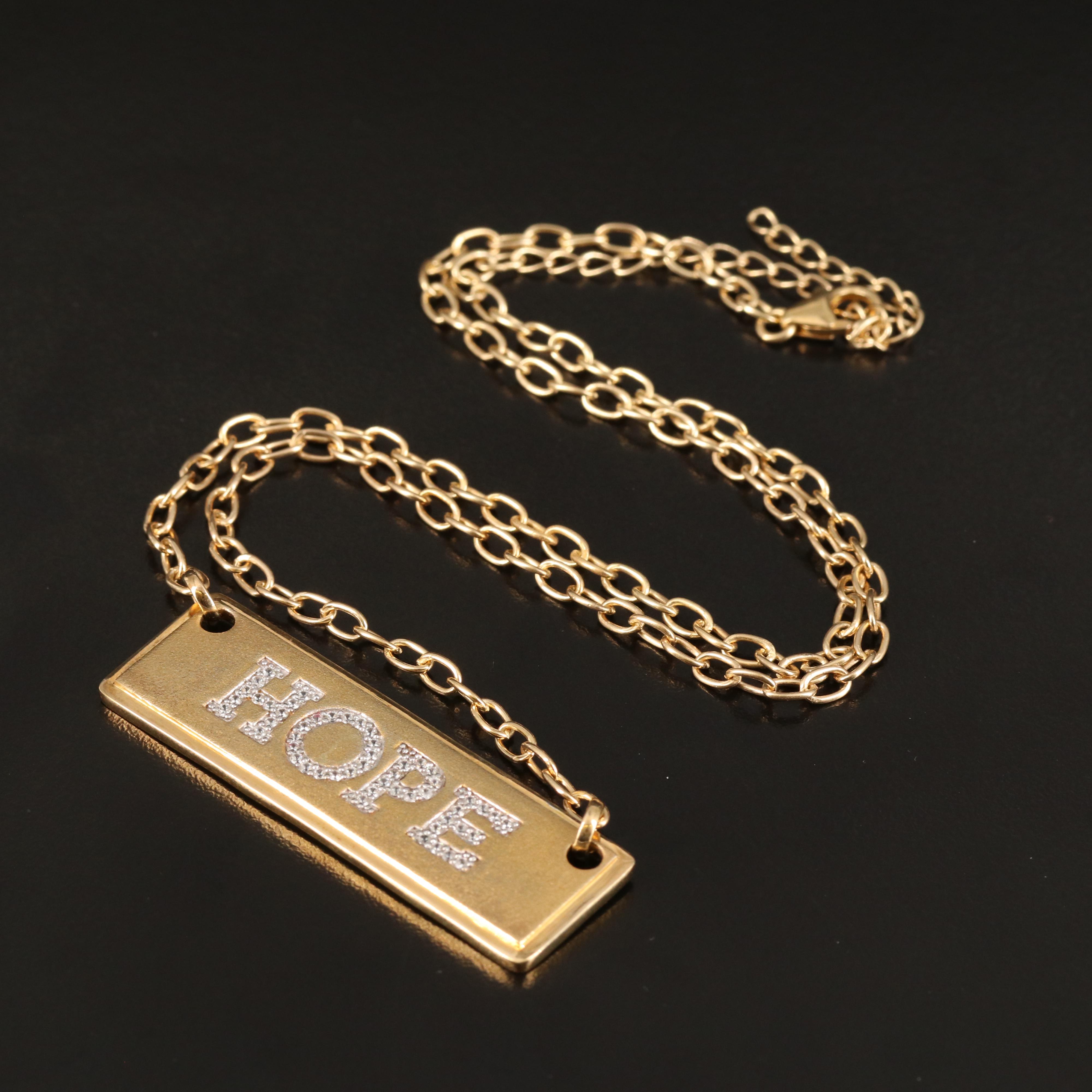 "HOPE" Zircon Necklace in Sterling