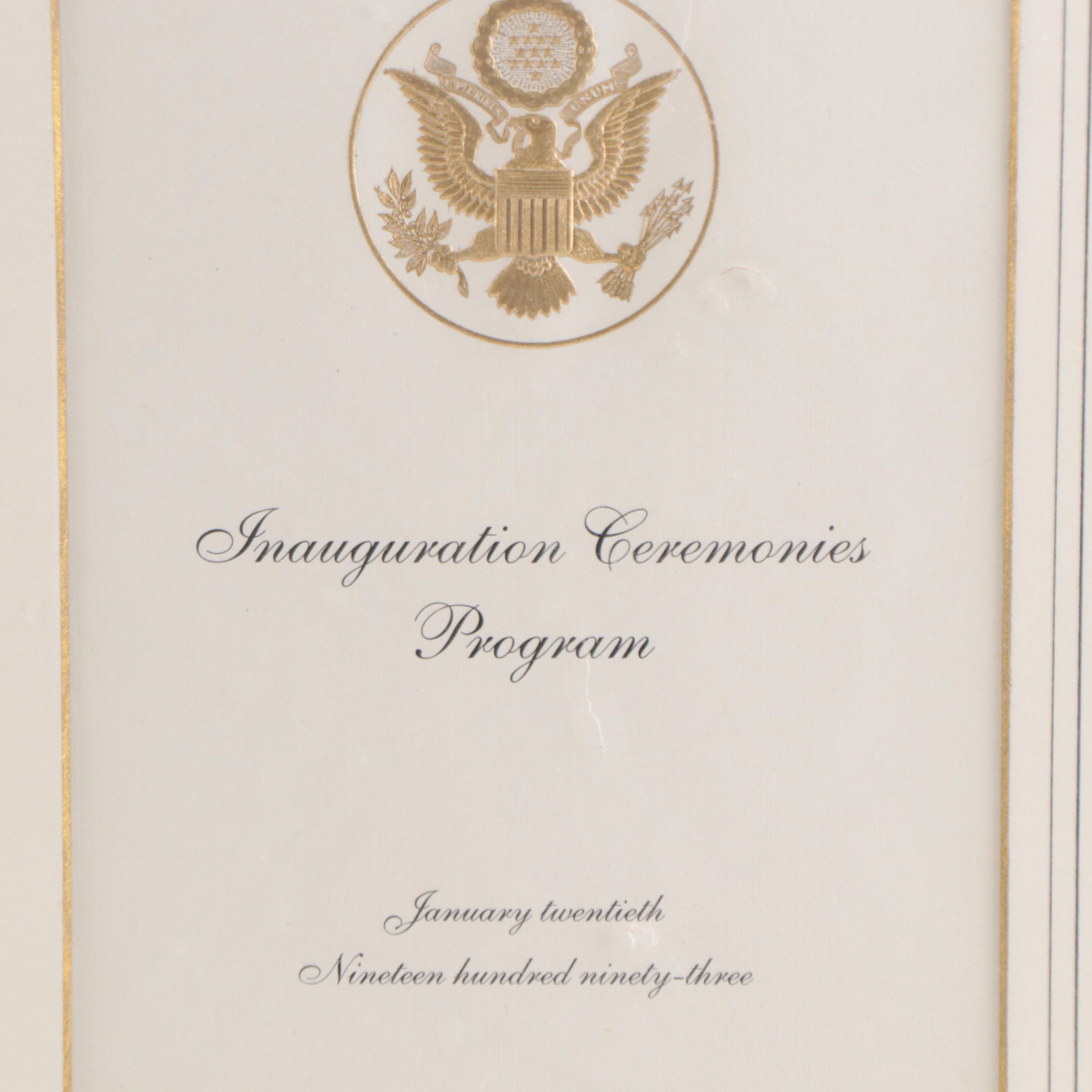 Bill Clinton Inauguration Ceremonies Program, 1993