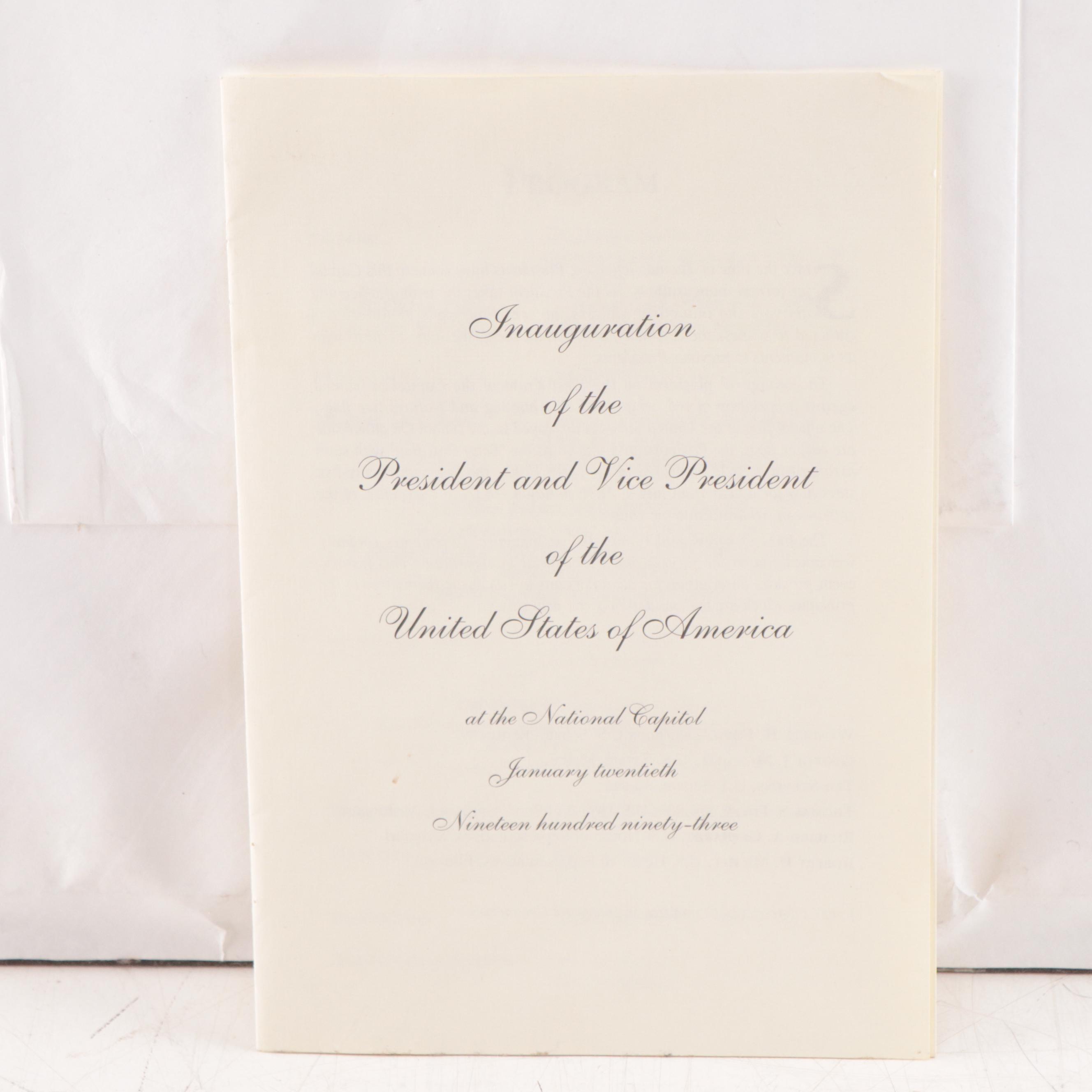 Bill Clinton Inauguration Ceremonies Program, 1993