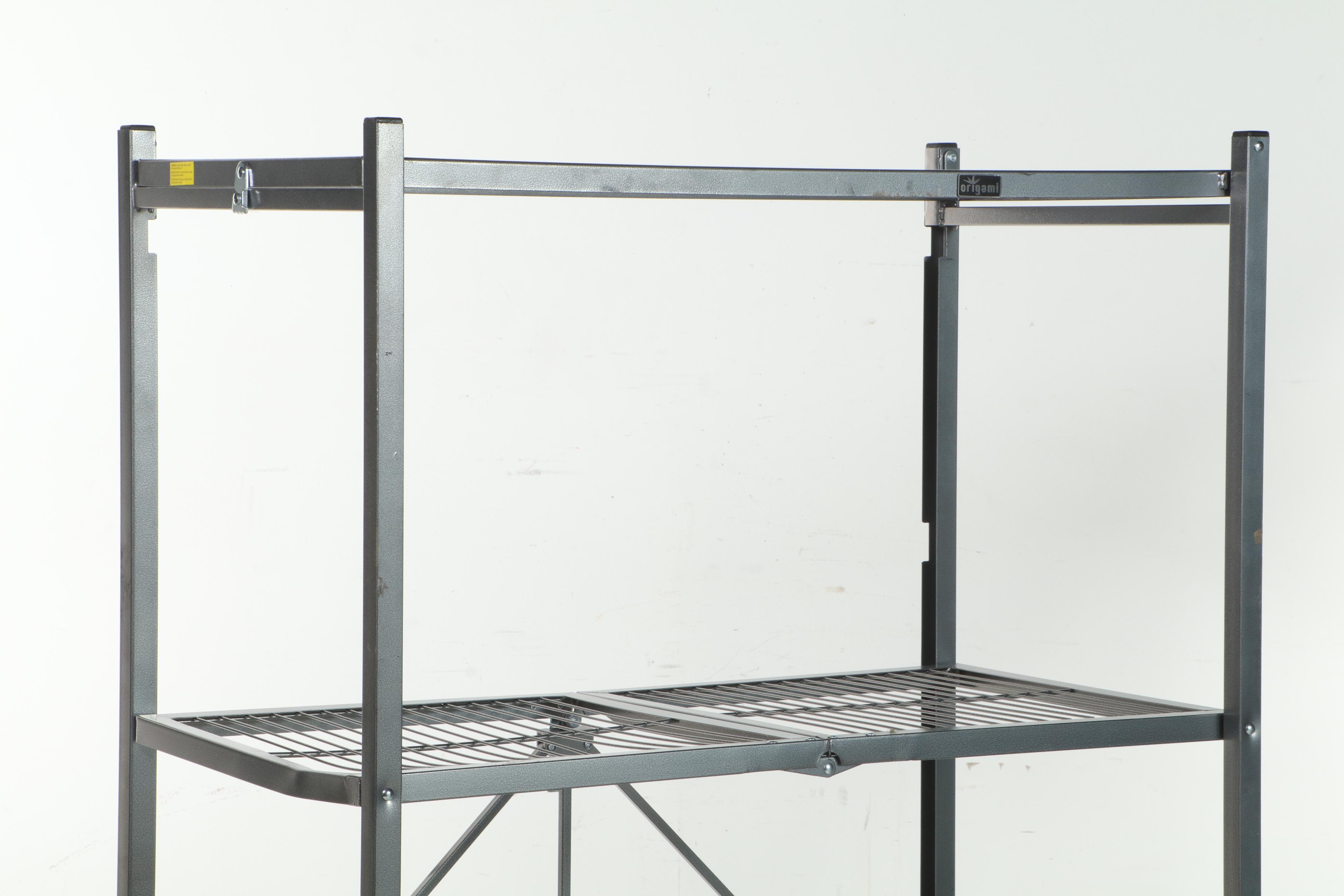 Two Origami Folding Metal Storage Shelf Units