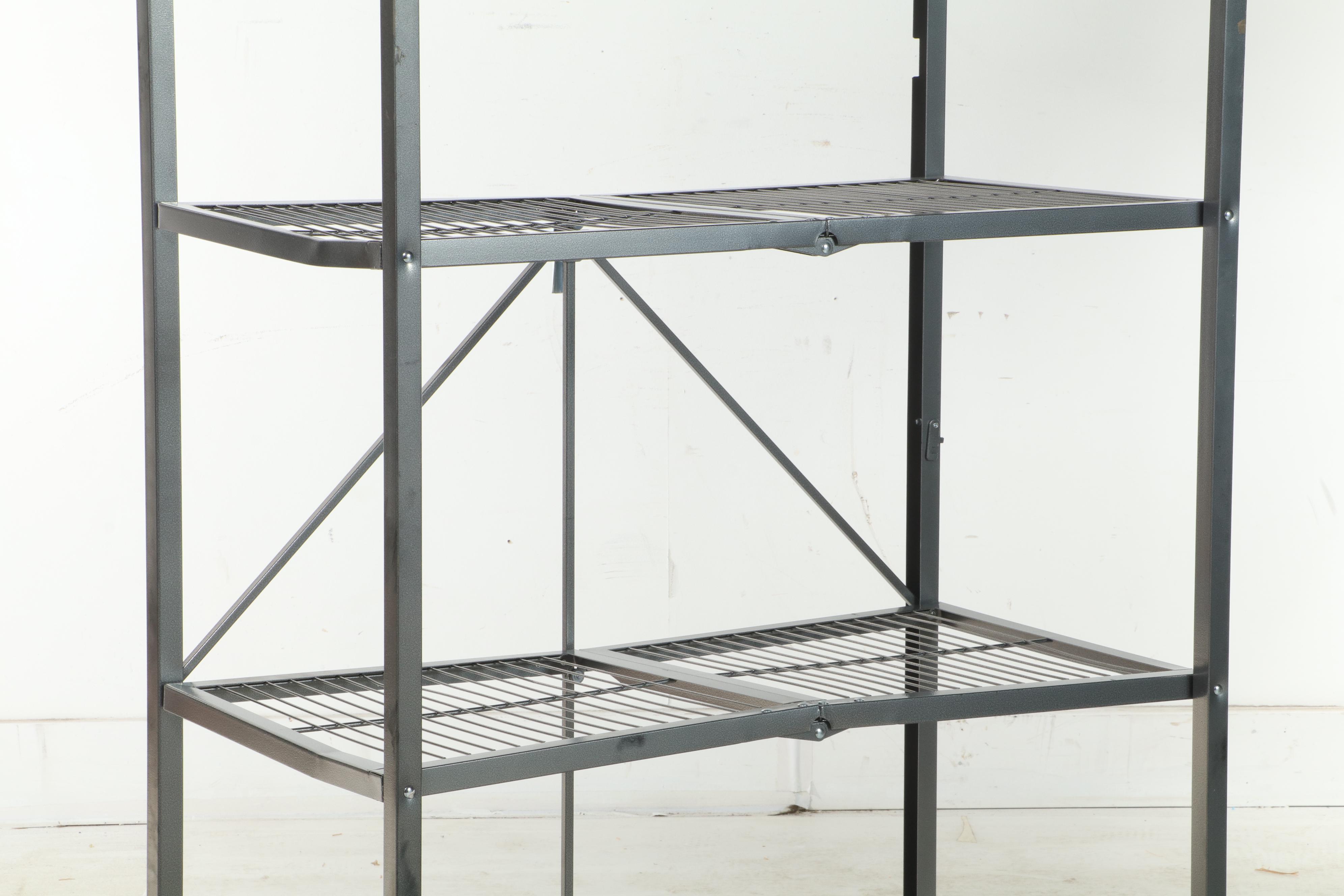 Two Origami Folding Metal Storage Shelf Units