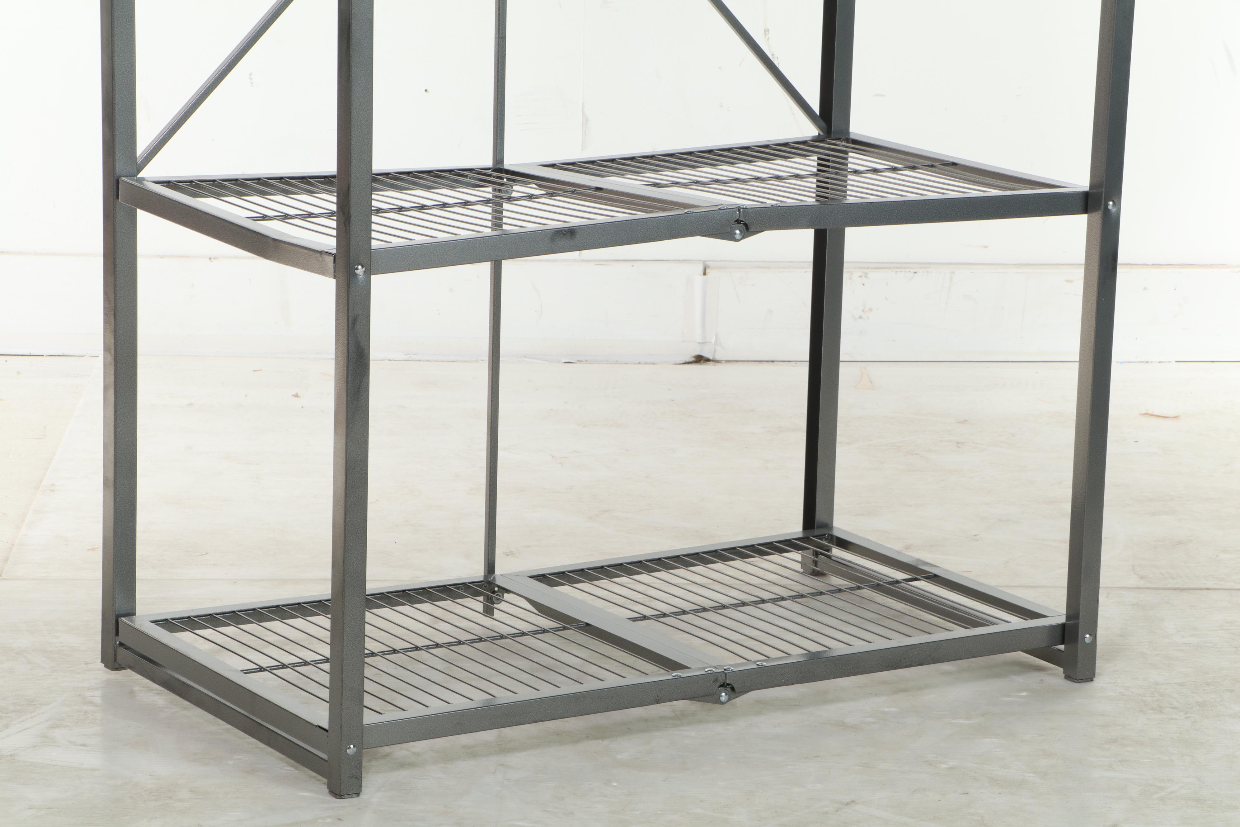 Two Origami Folding Metal Storage Shelf Units