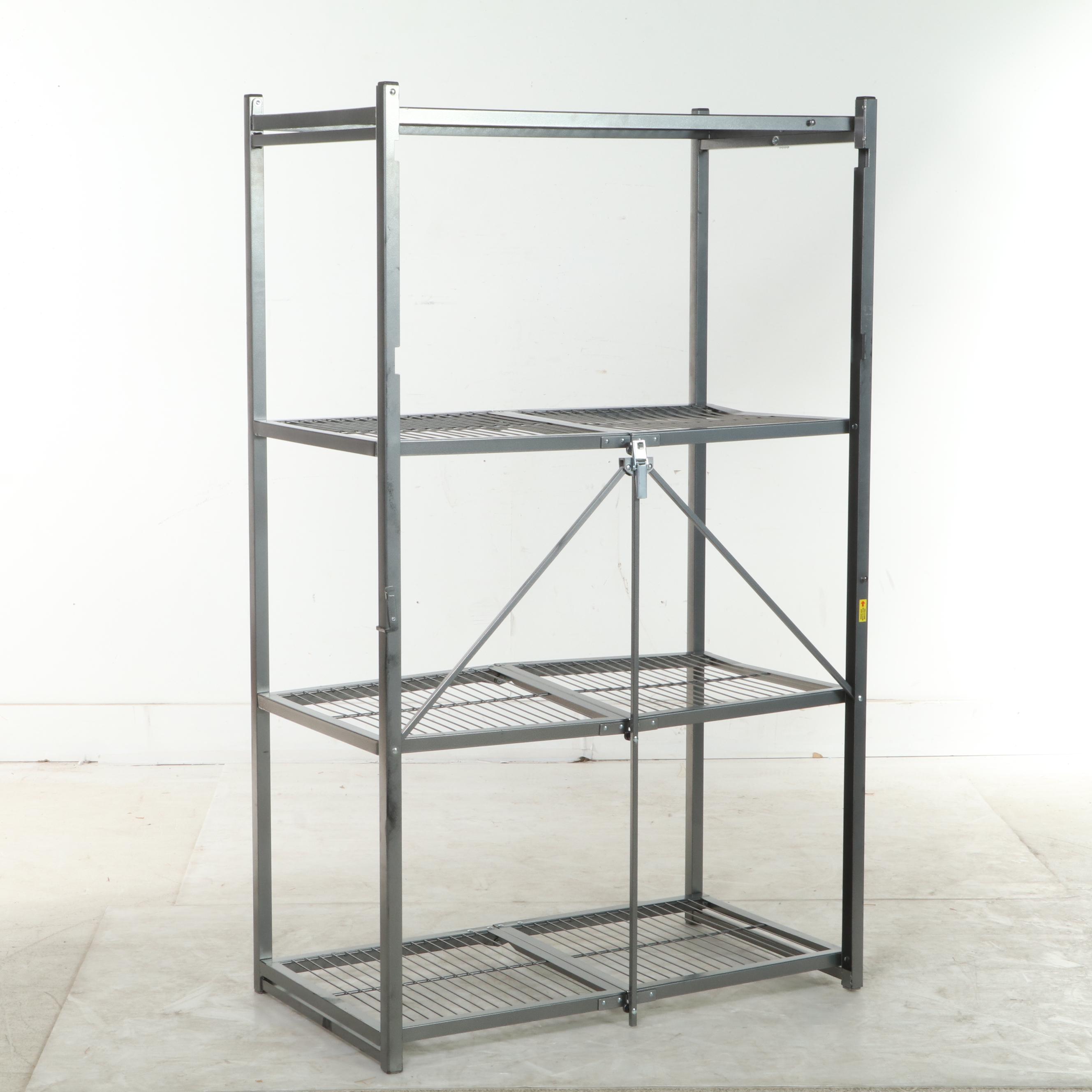 Two Origami Folding Metal Storage Shelf Units