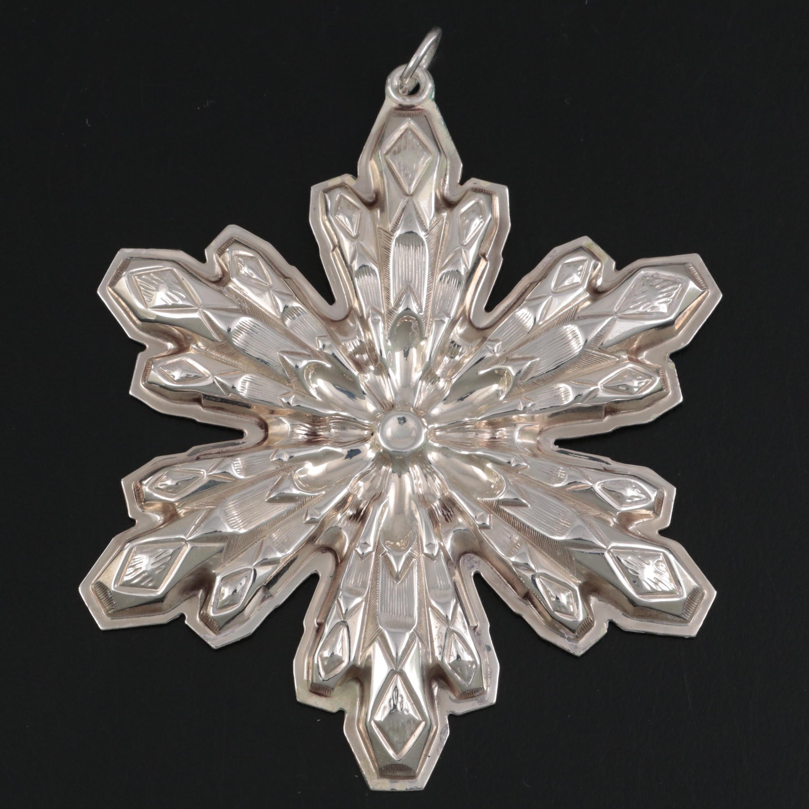 Gorham Sterling Silver Christmas Snowflake Ornaments, 1970s