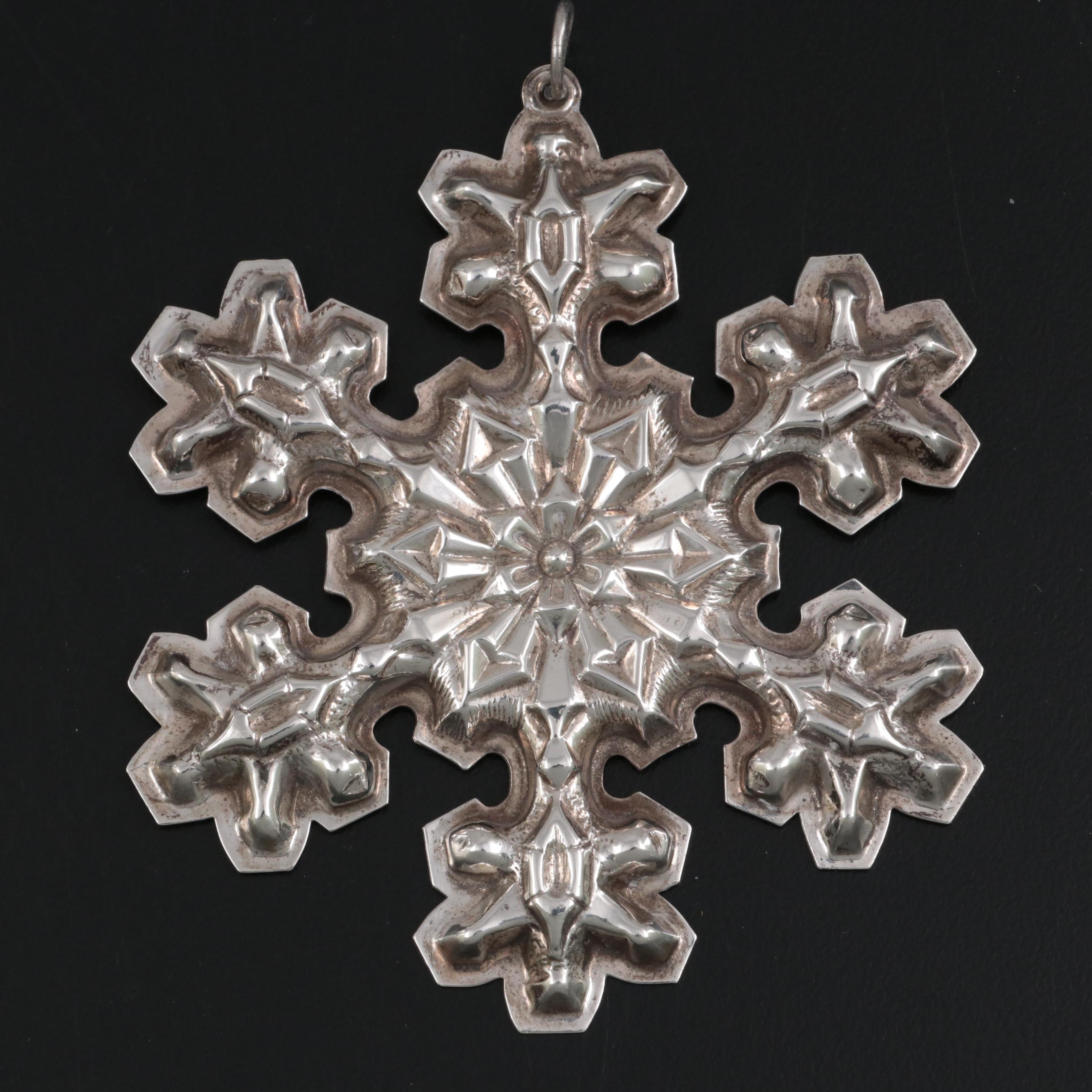 Gorham Sterling Silver Christmas Snowflake Ornaments, 1970s