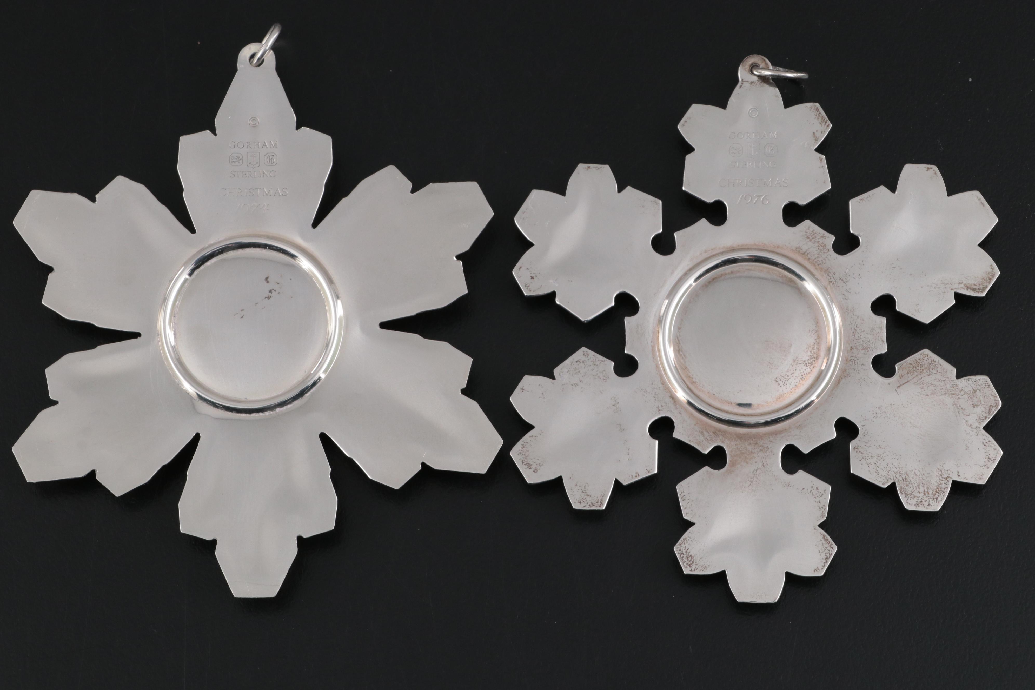 Gorham Sterling Silver Christmas Snowflake Ornaments, 1970s
