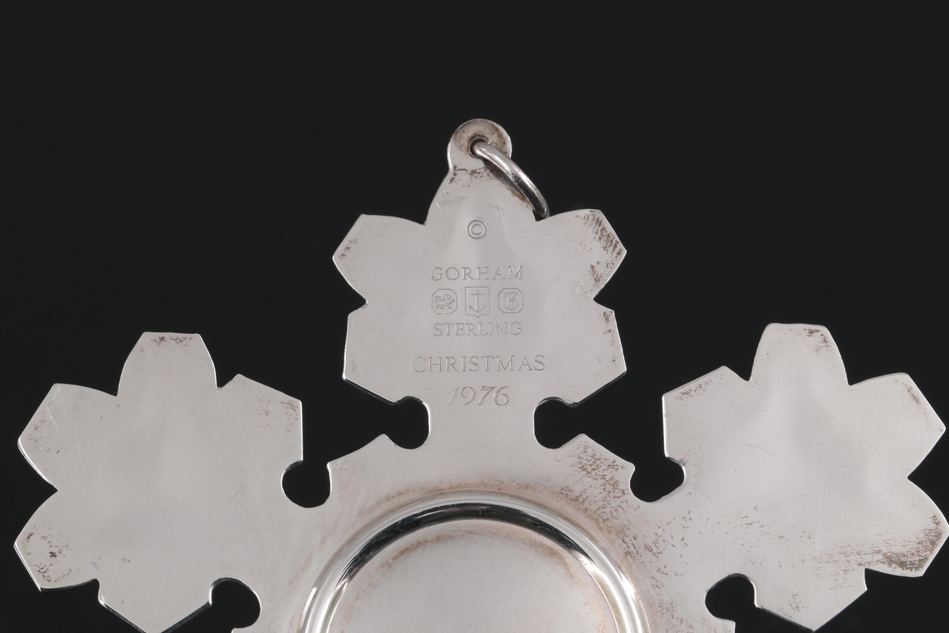Gorham Sterling Silver Christmas Snowflake Ornaments, 1970s