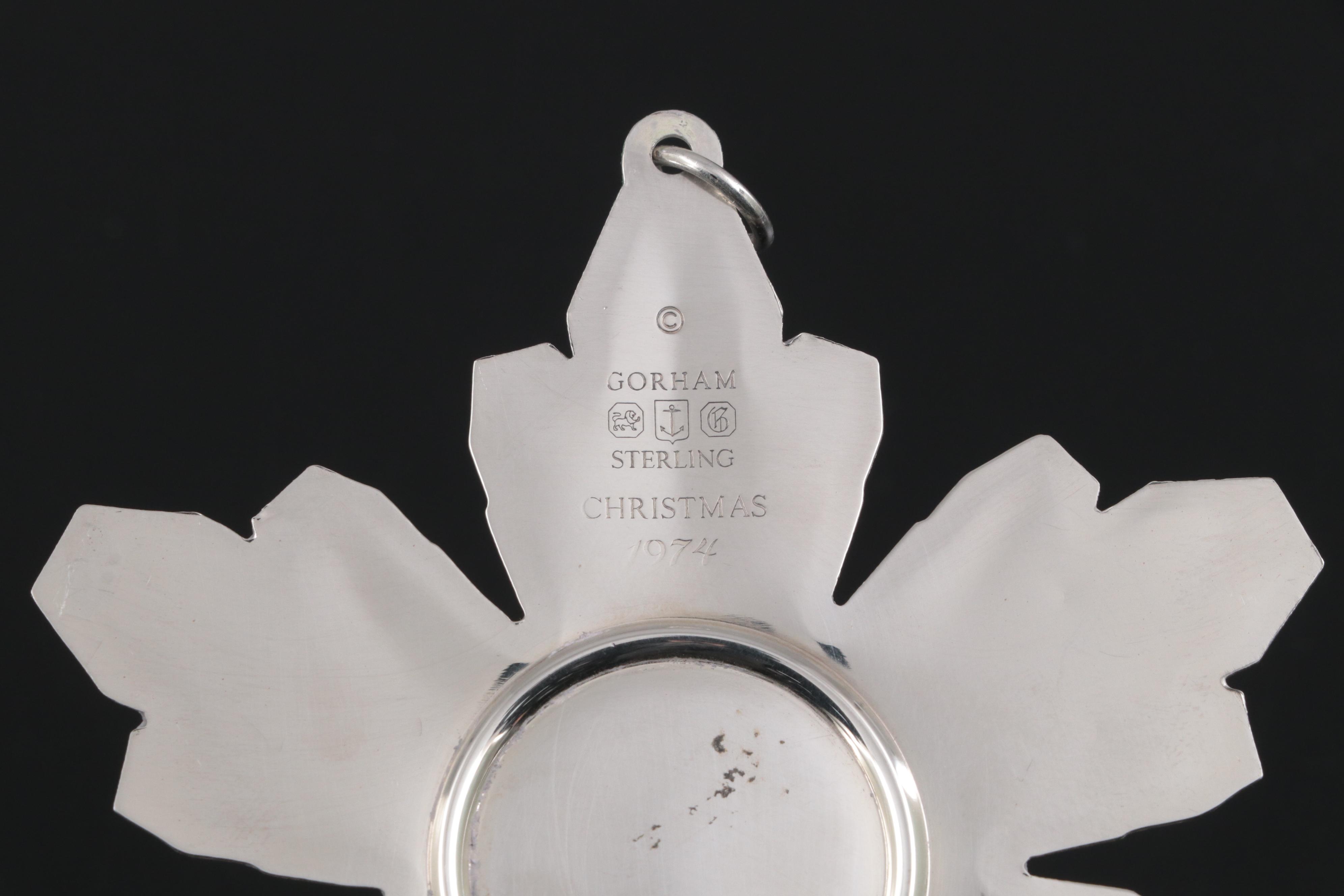 Gorham Sterling Silver Christmas Snowflake Ornaments, 1970s