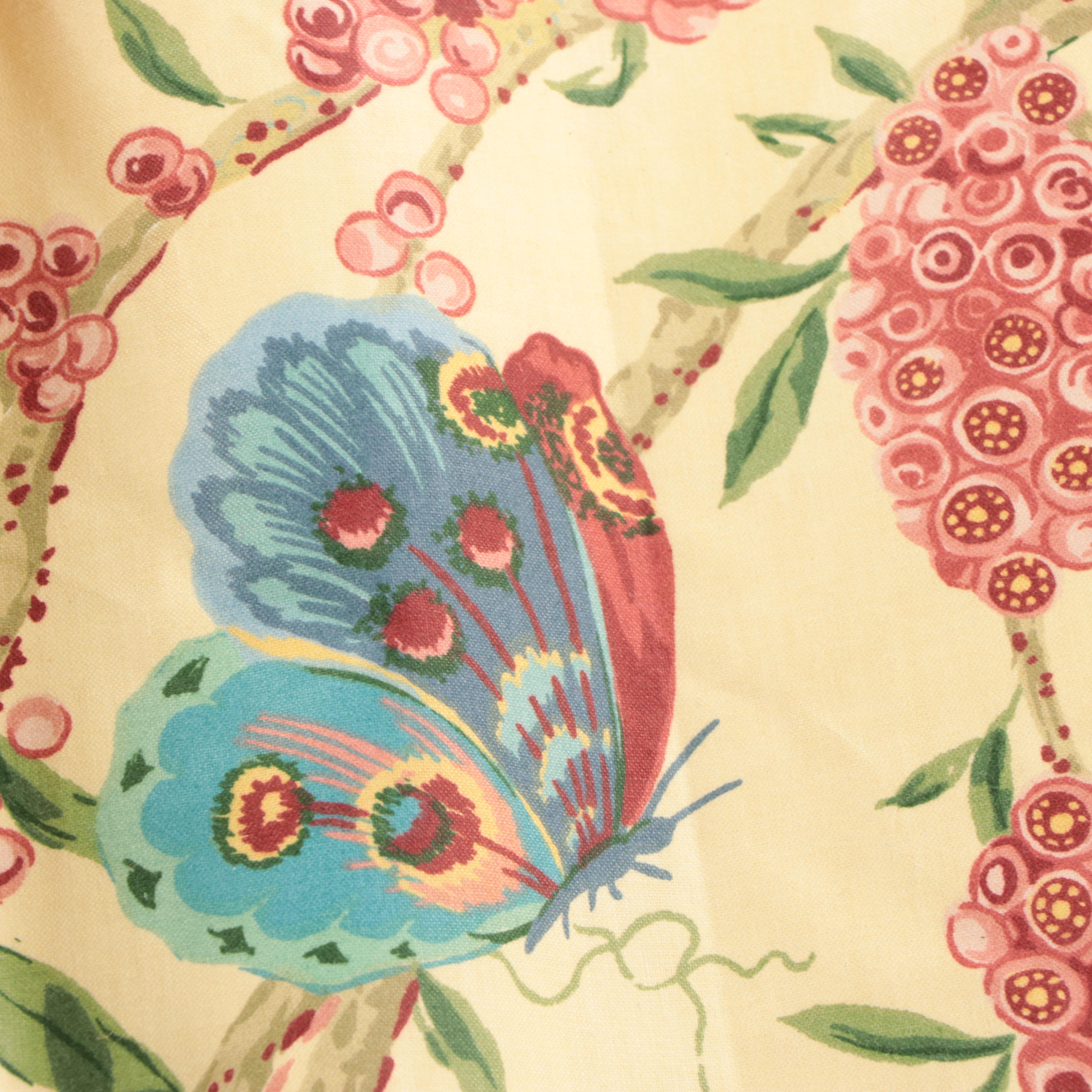 Custom Made Chintz Floral Motif Drapery Panels with Tassels