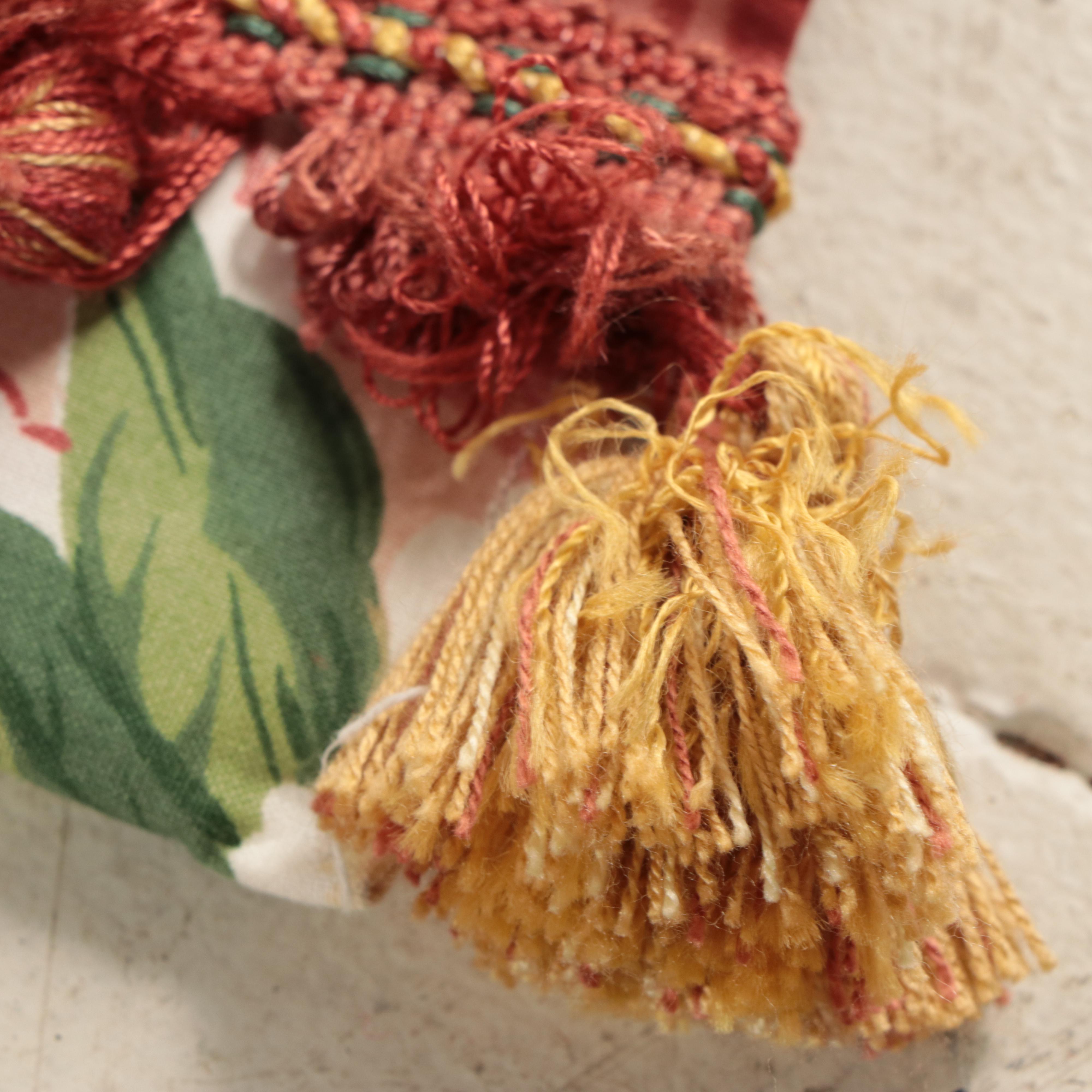 Custom Made Chintz Floral Motif Drapery Panels with Tassels