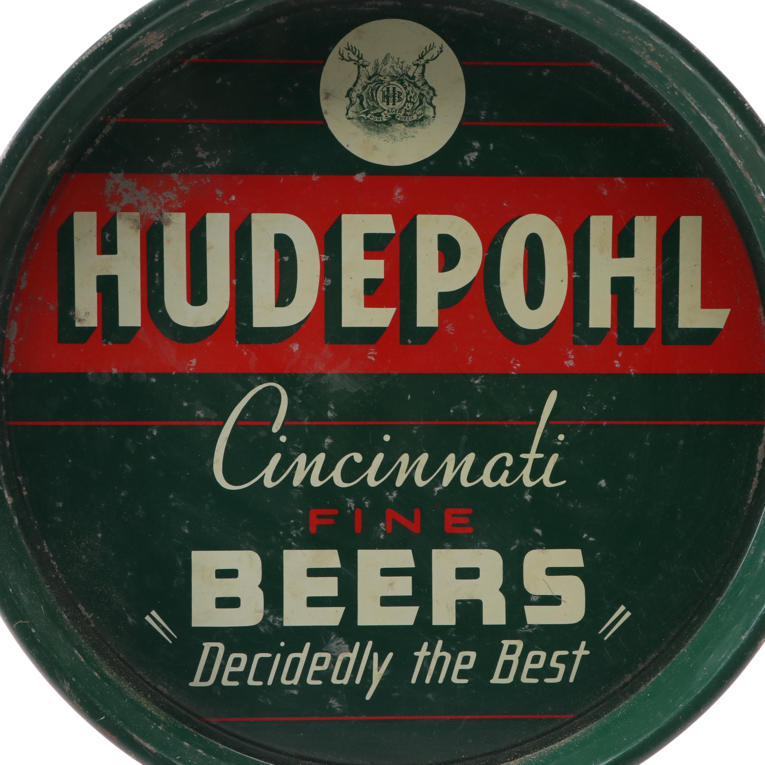 Hudepohl Brewing Co. Metal Beer Tray, Early to Mid-20th Century