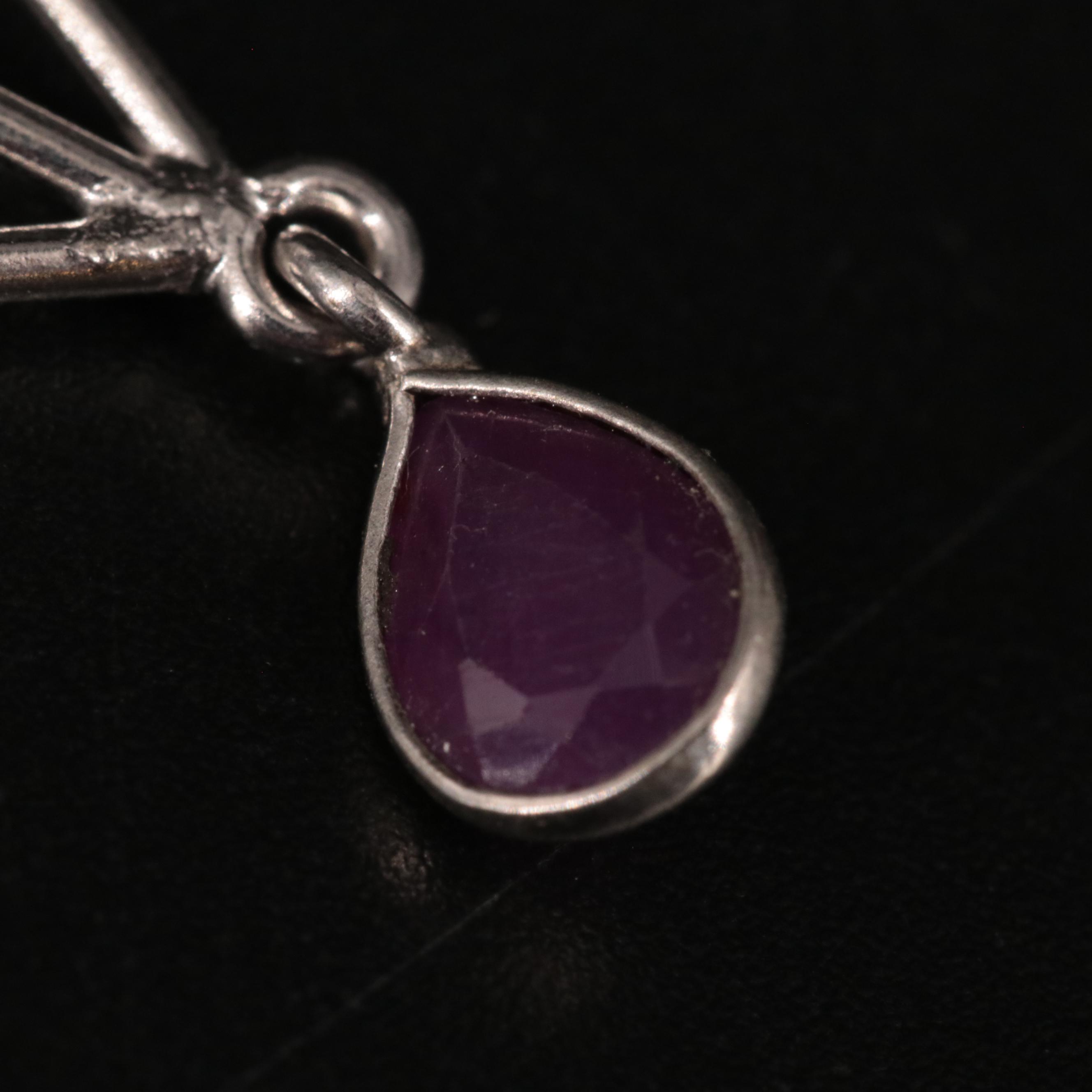 Brass Ruby Dangle Earrings