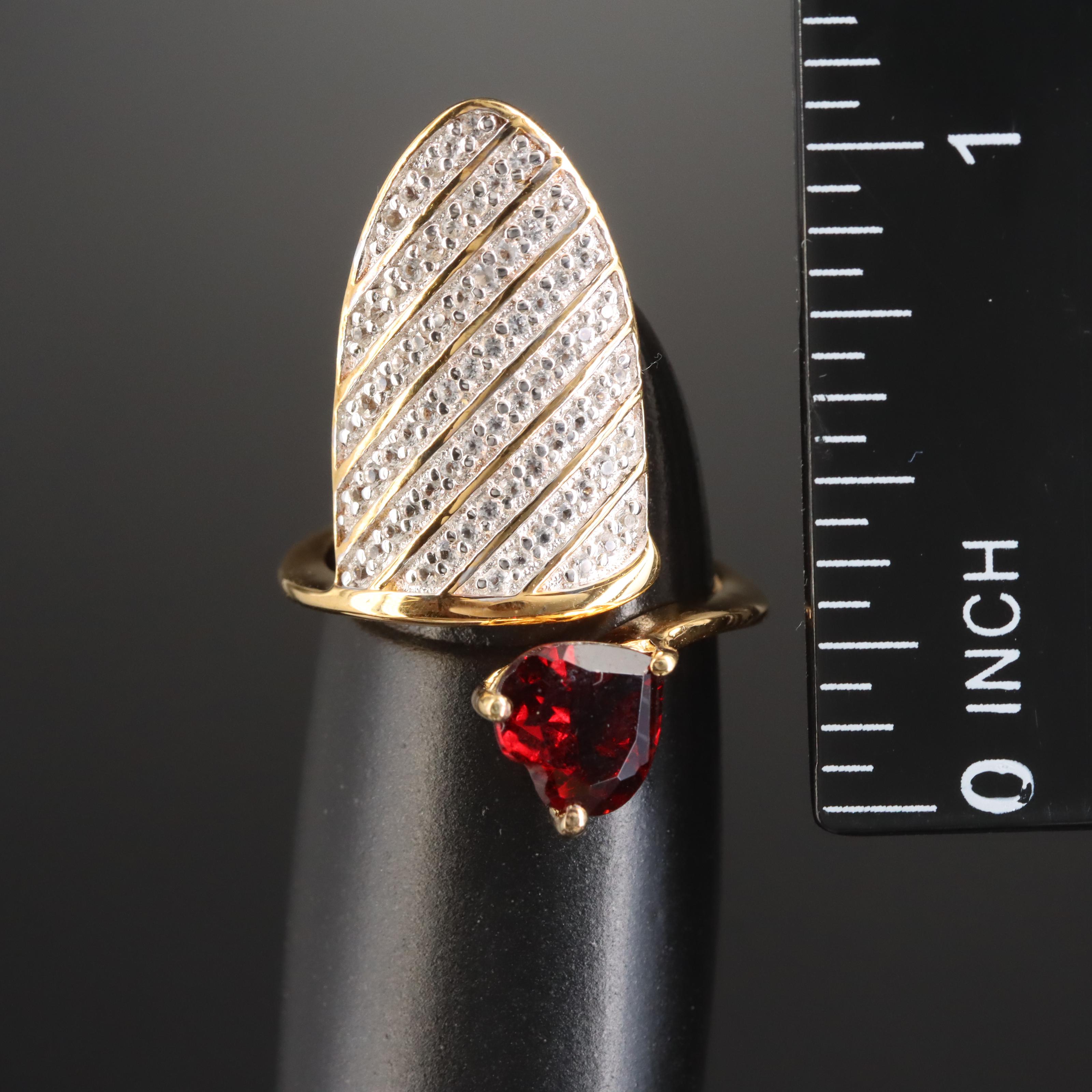 Sterling Garnet and Topaz Nail Guard Ring