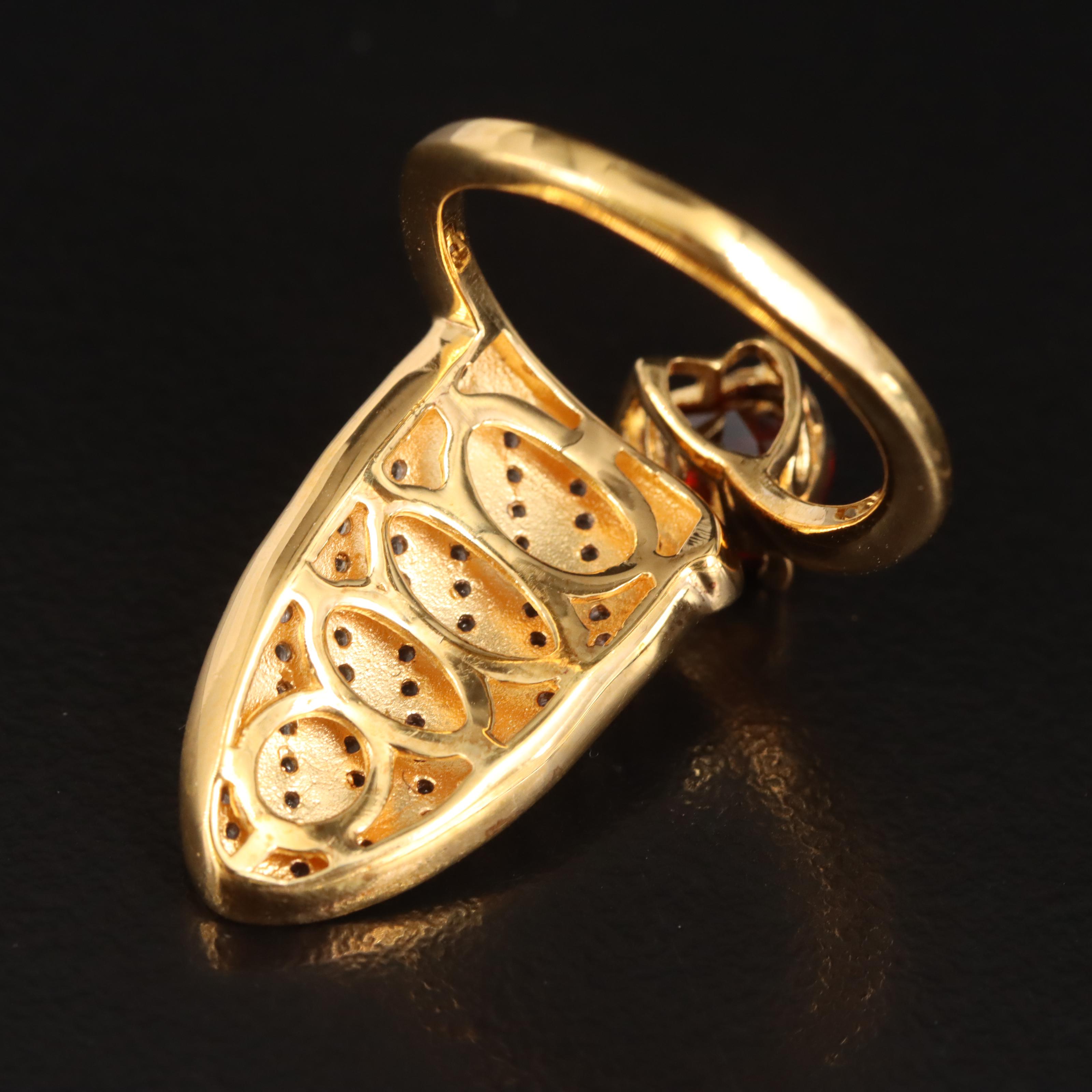 Sterling Garnet and Topaz Nail Guard Ring