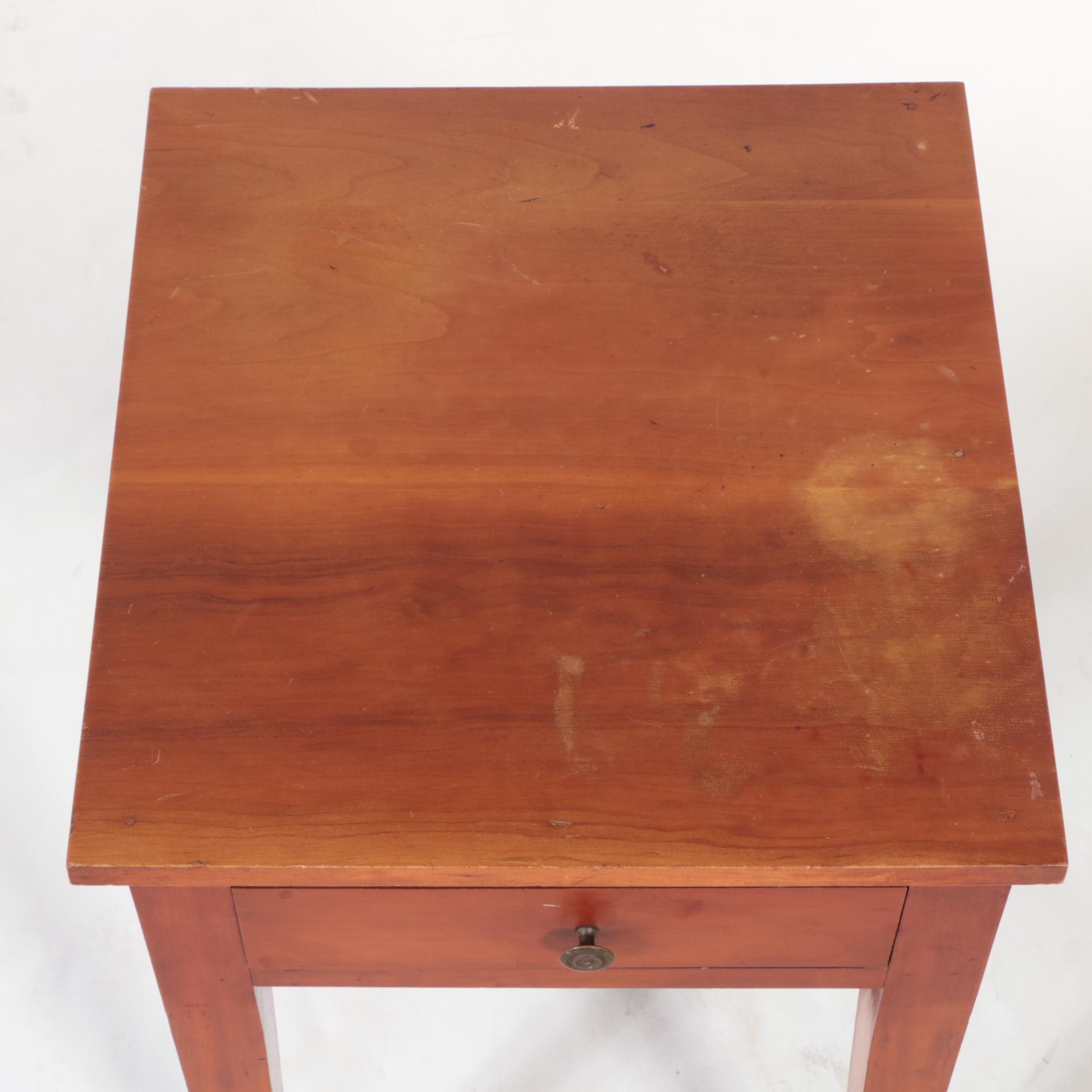 American Primitive Cherrywood Side Table, 20th Century