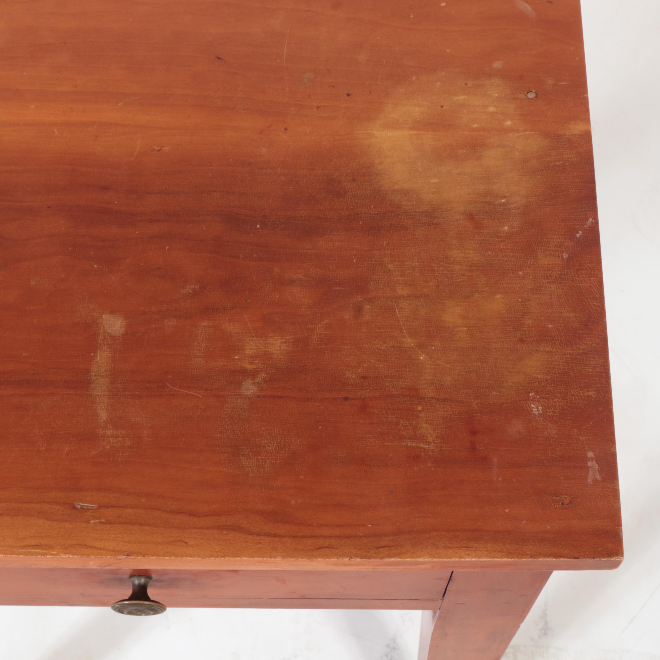 American Primitive Cherrywood Side Table, 20th Century