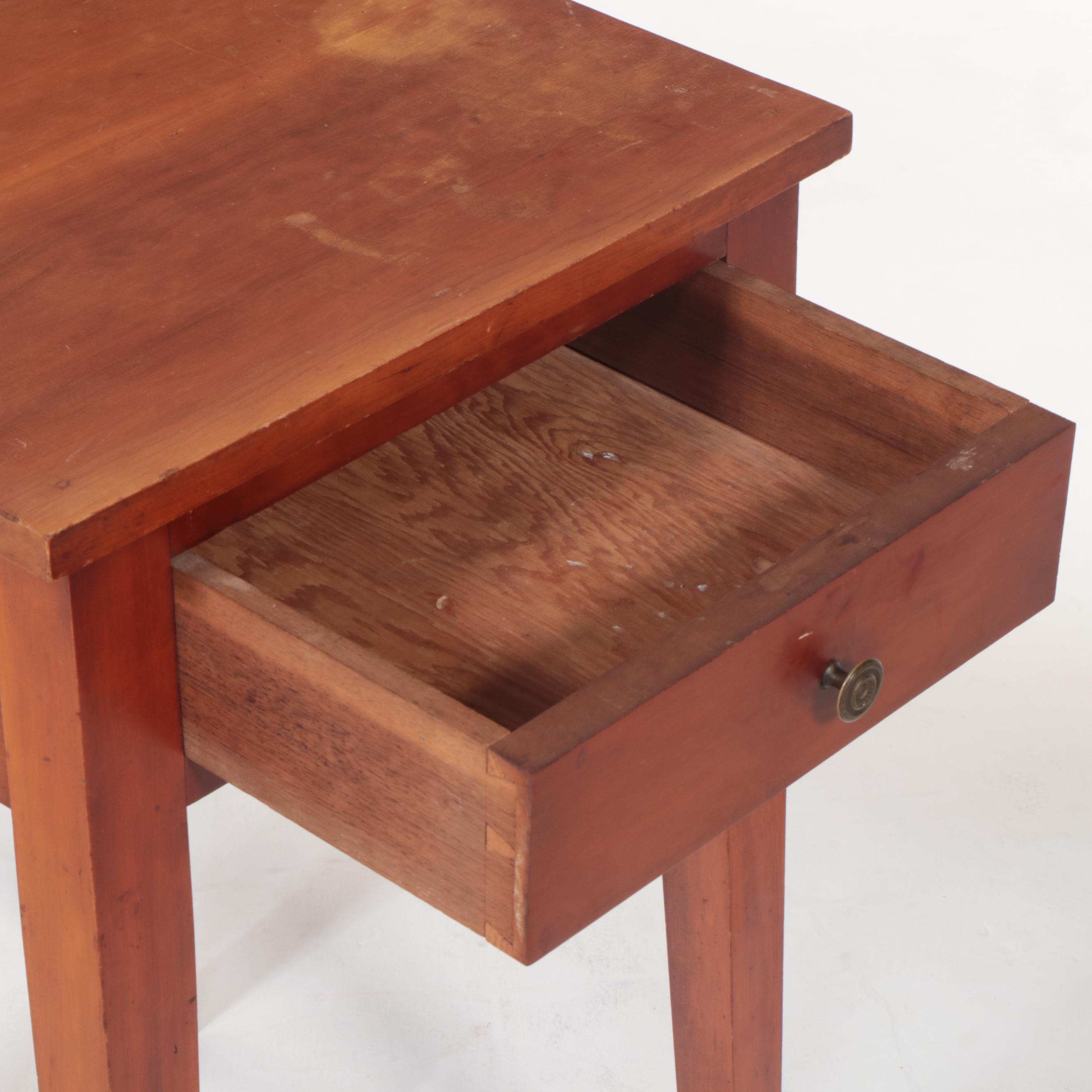 American Primitive Cherrywood Side Table, 20th Century