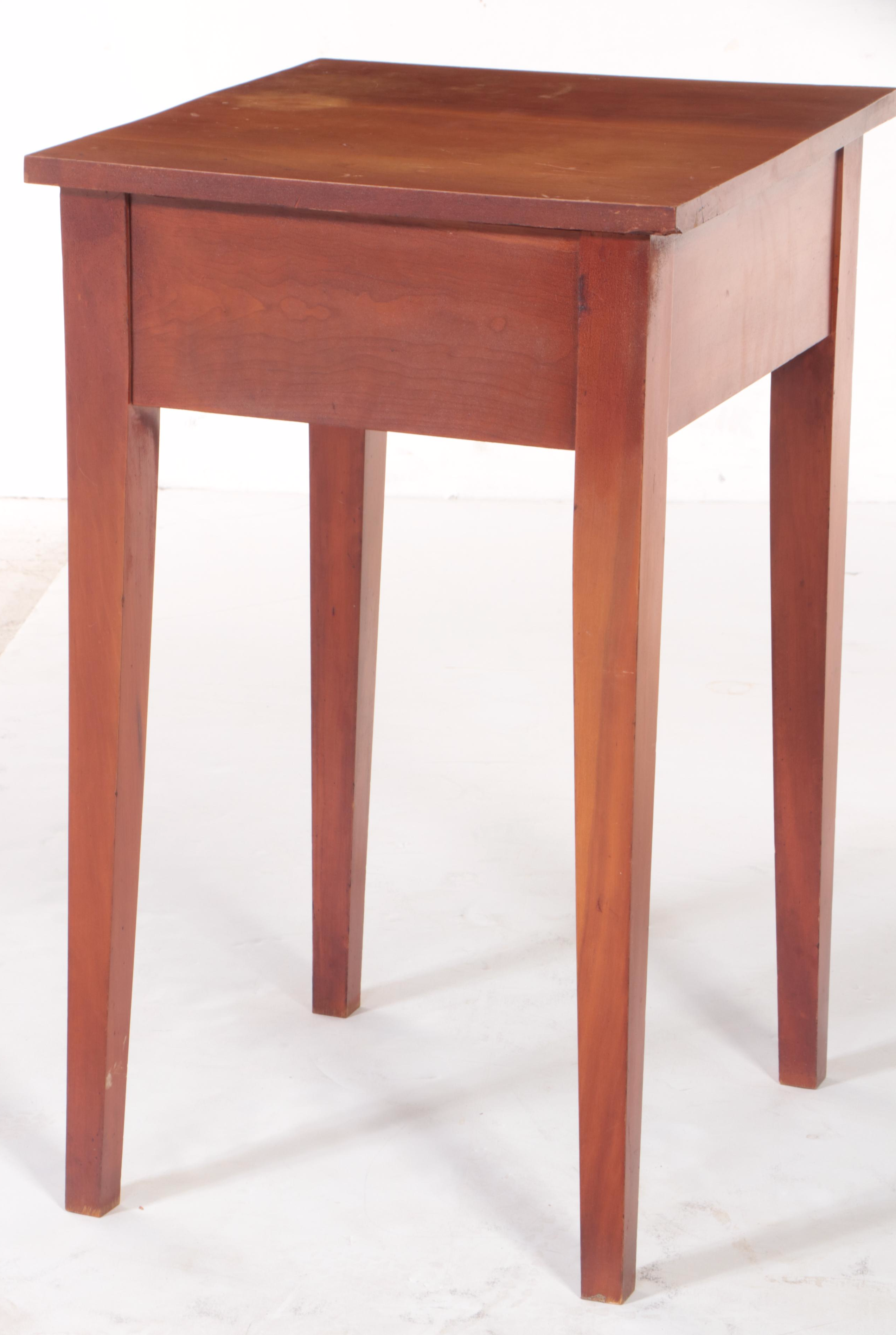 American Primitive Cherrywood Side Table, 20th Century