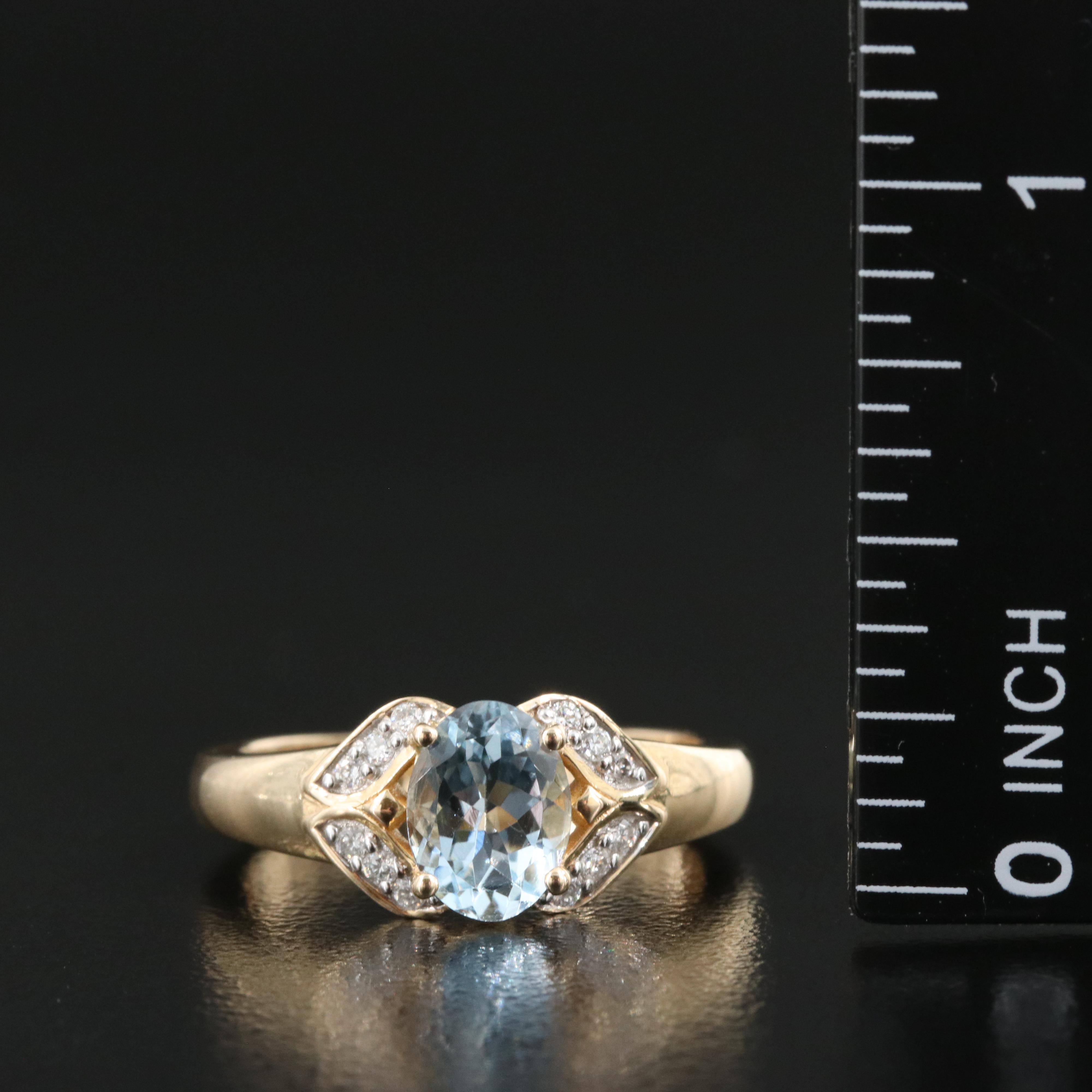14K Aquamarine and Diamond Ring
