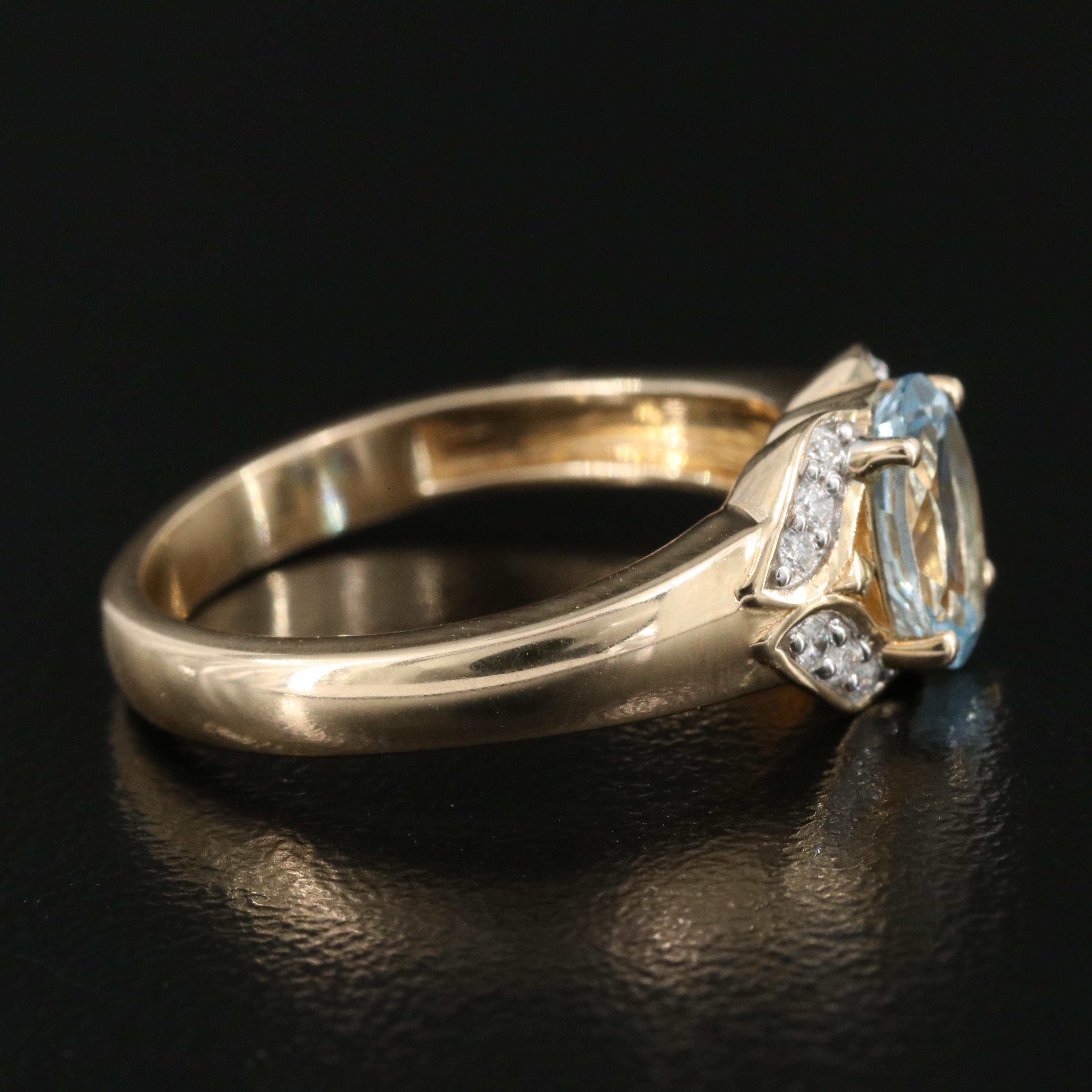 14K Aquamarine and Diamond Ring
