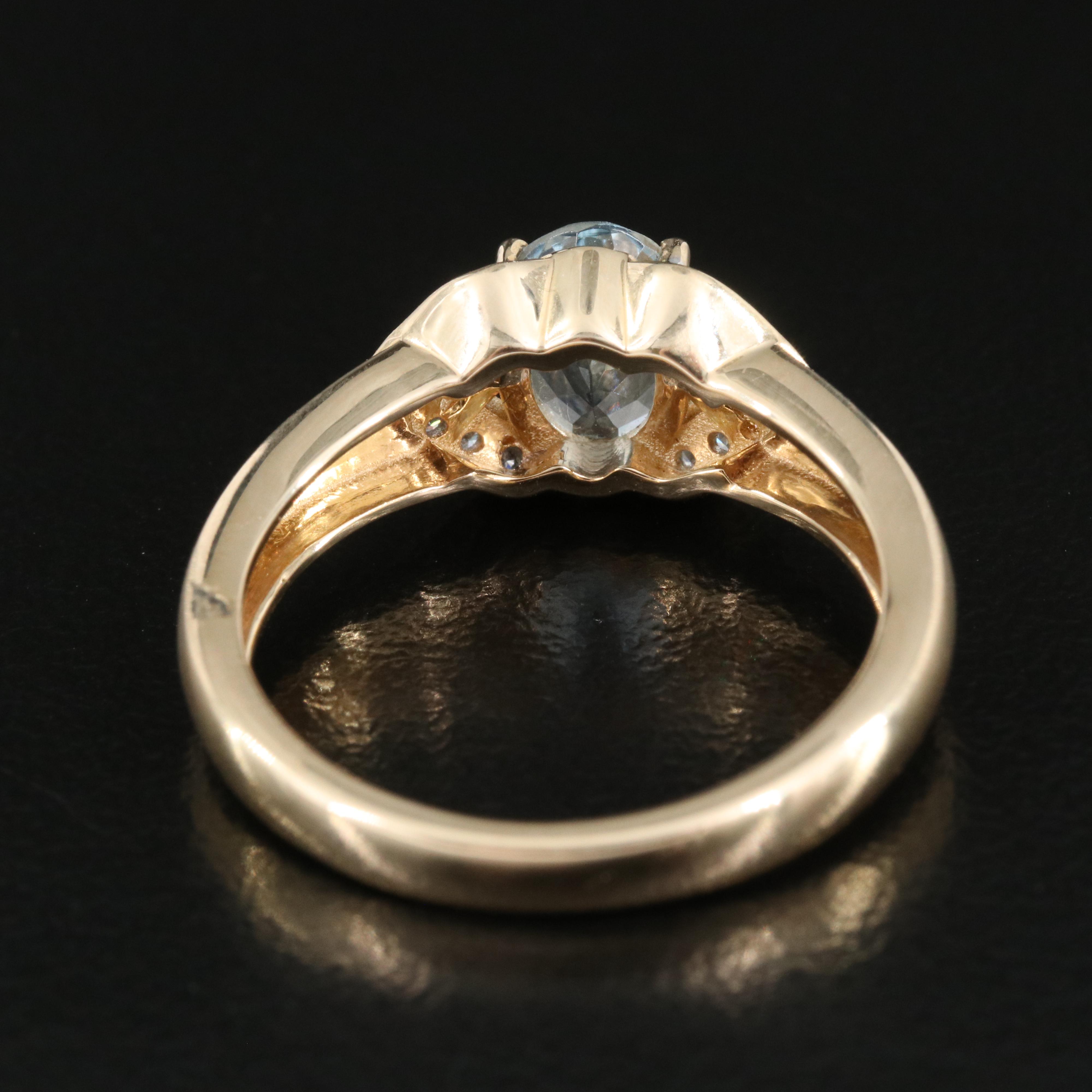 14K Aquamarine and Diamond Ring