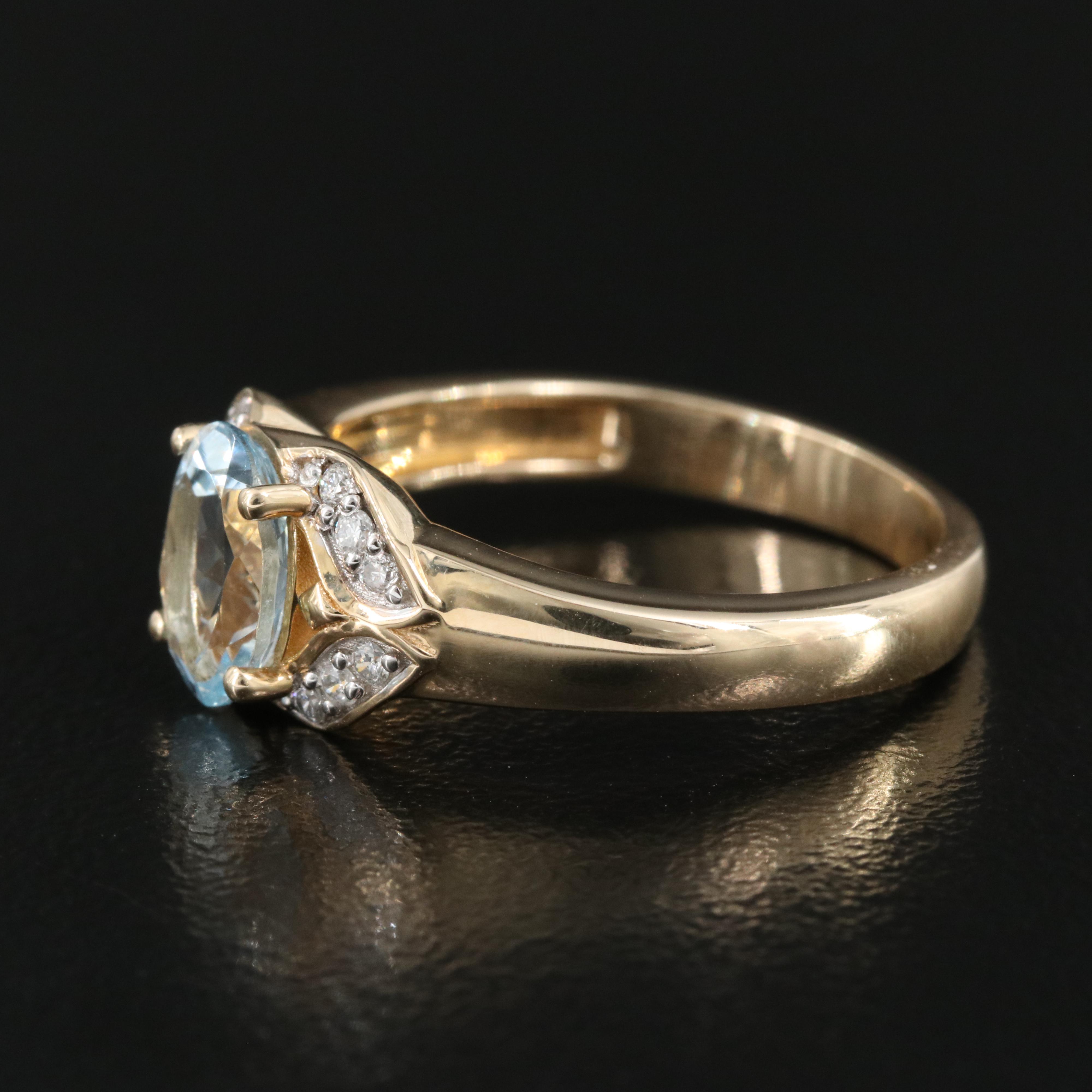 14K Aquamarine and Diamond Ring