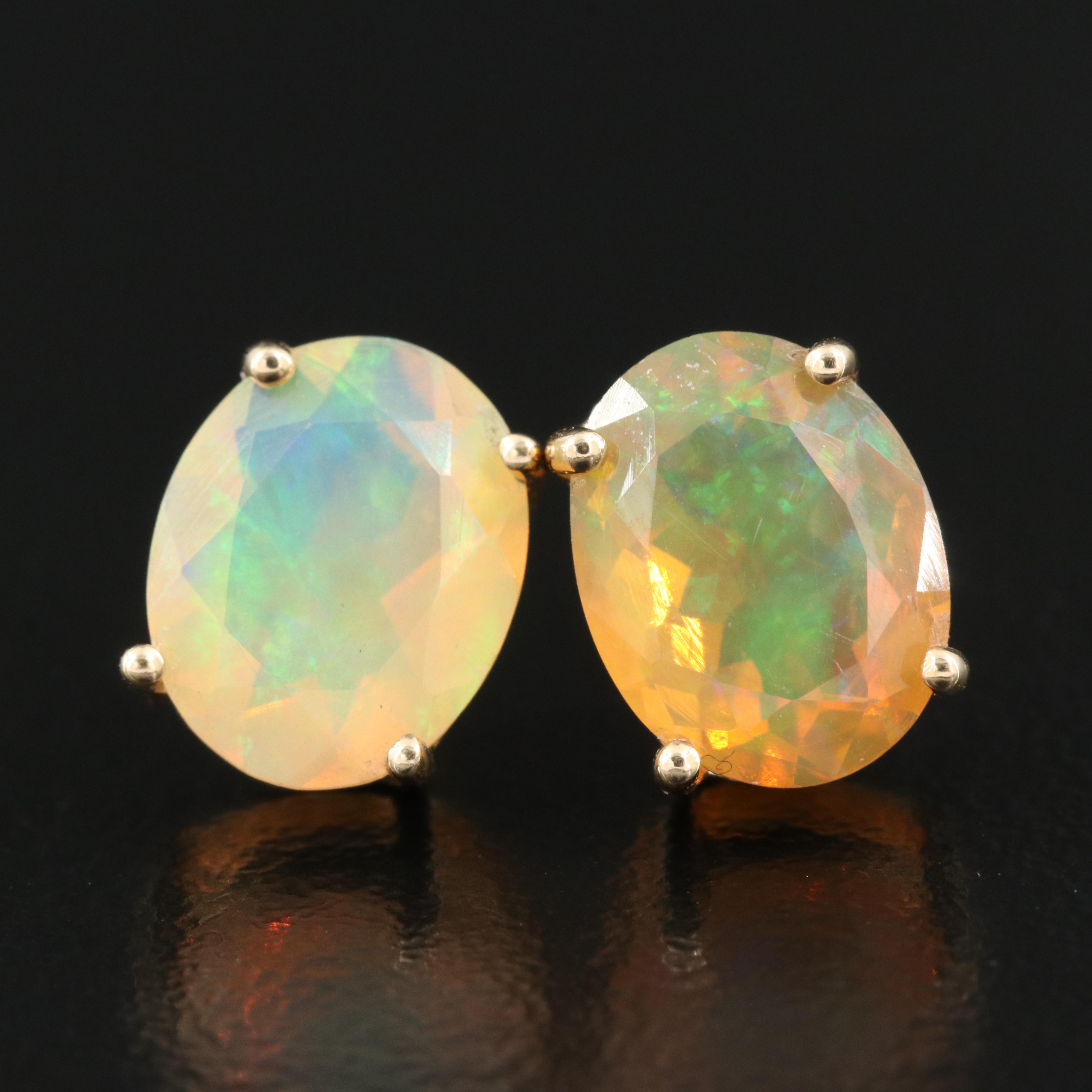 14K Opal Stud Earrings