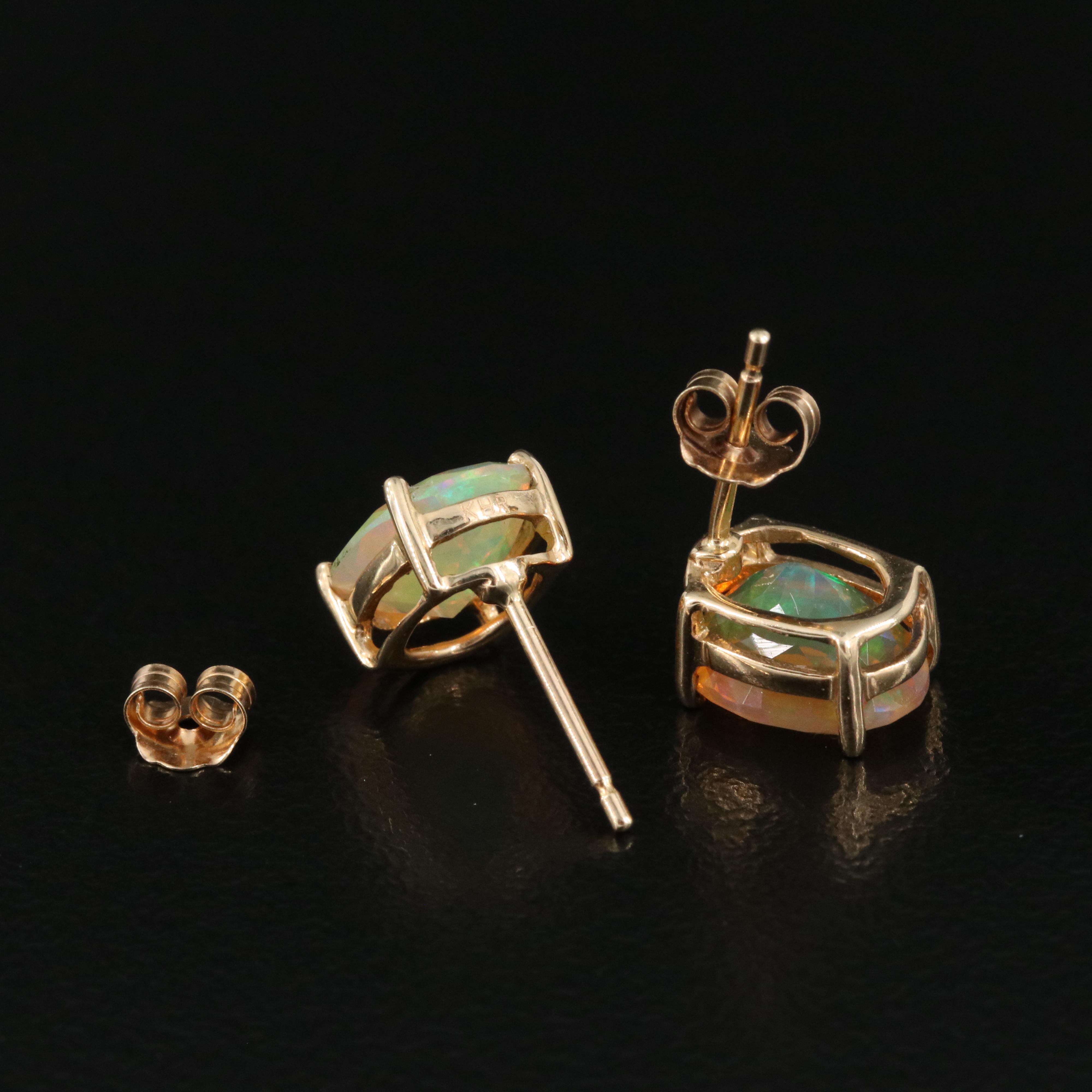 14K Opal Stud Earrings